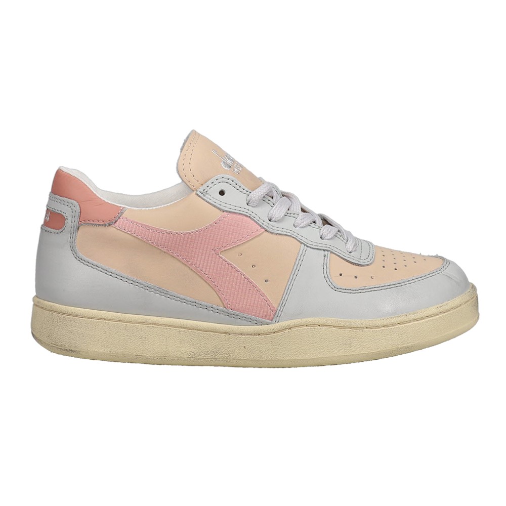 diadora Mi Basket Low Used Lace Up Mens Grey, Orange Sneakers Casual Shoes 1790