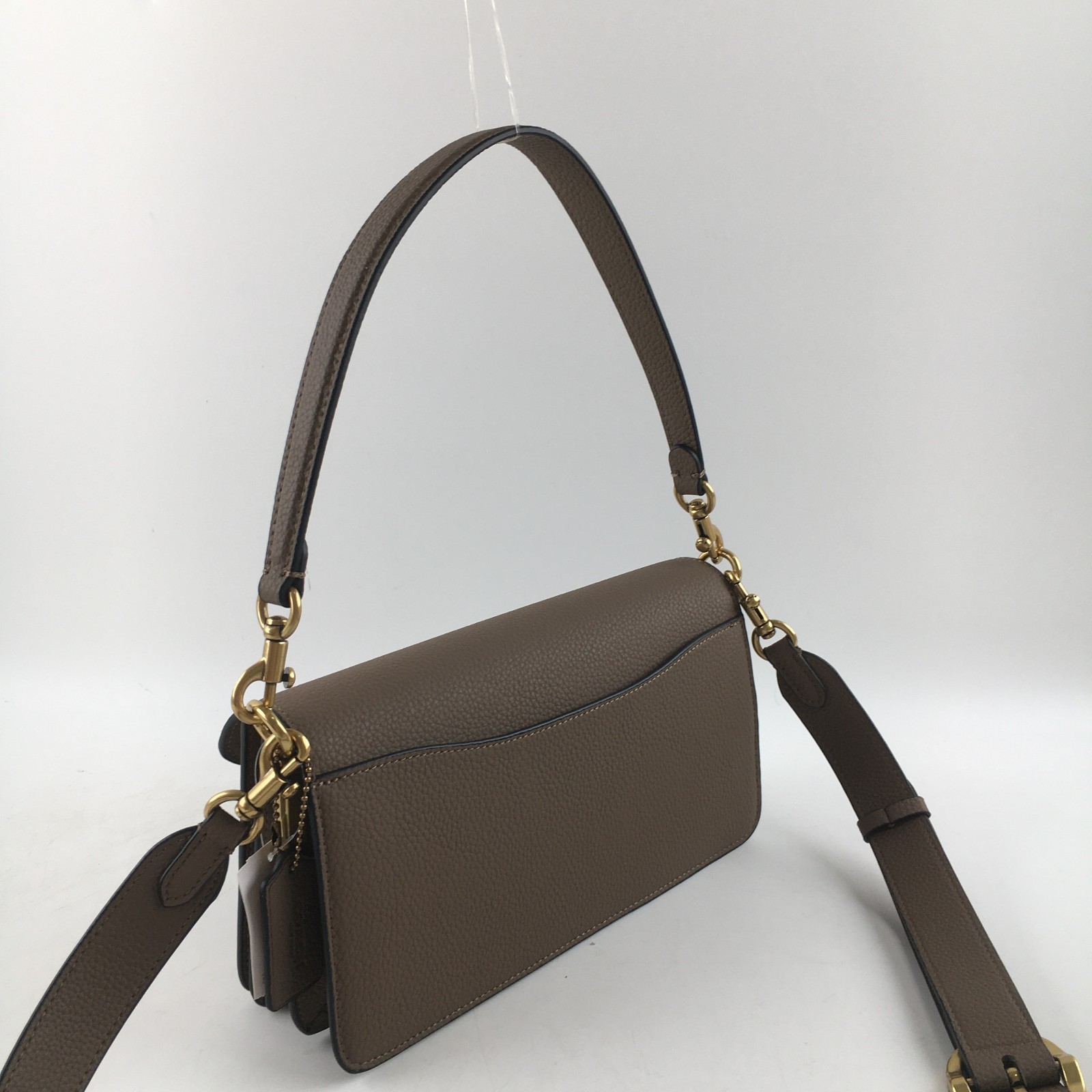 COACH CH857 Tabby Shoulder Bag 26 Polished Pebble Leather Dark Brown Outlet New