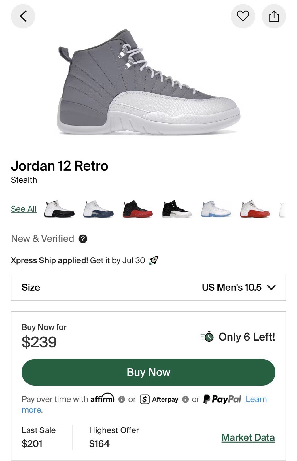Jordan Air Jordan 12 Retro Stealth Gray. No box shoes was in clear case.