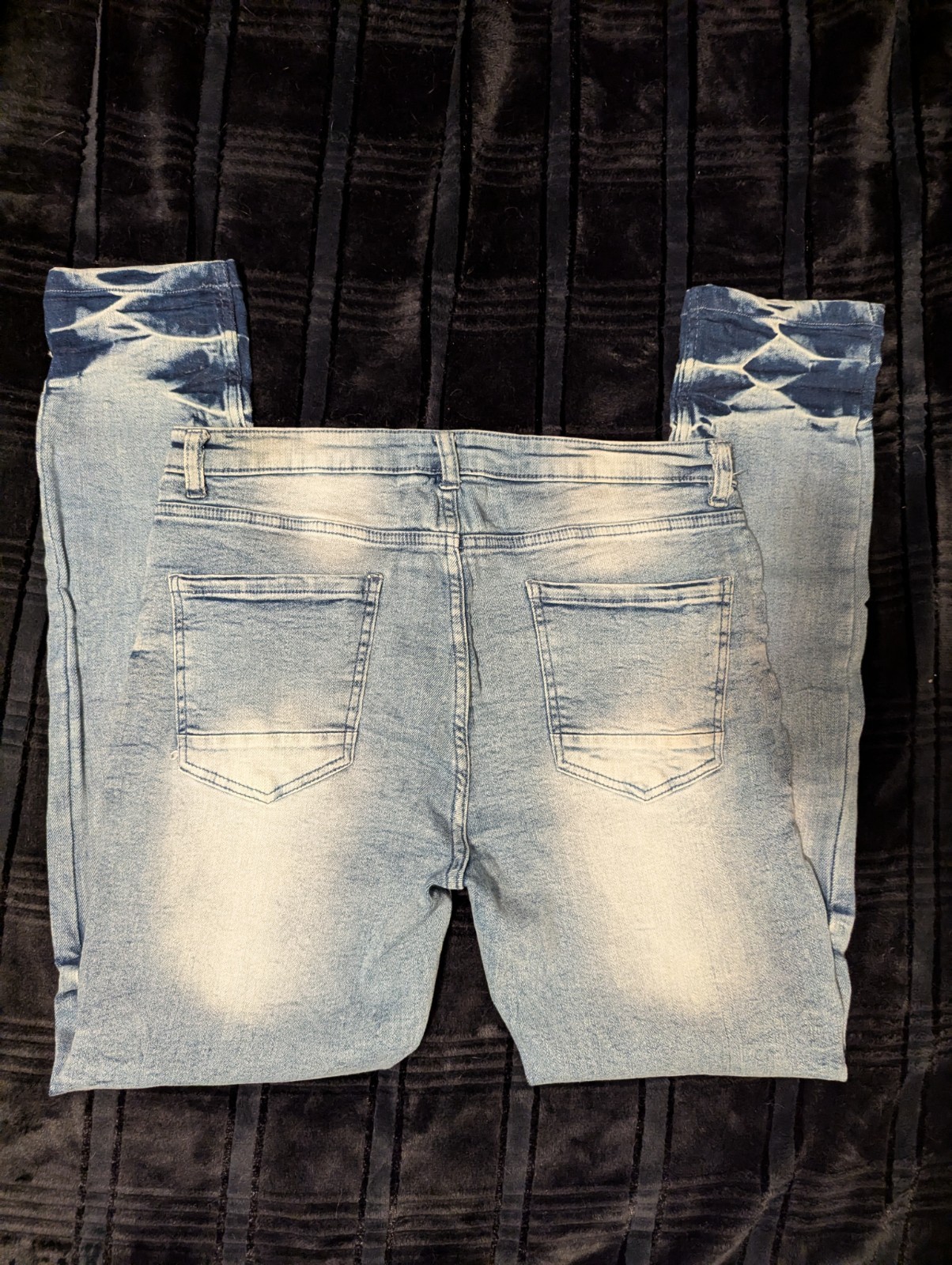 Reason Brand Men’s 36×32 Distressed Light Blue Faded Wash Stretchy Skinny Jeans