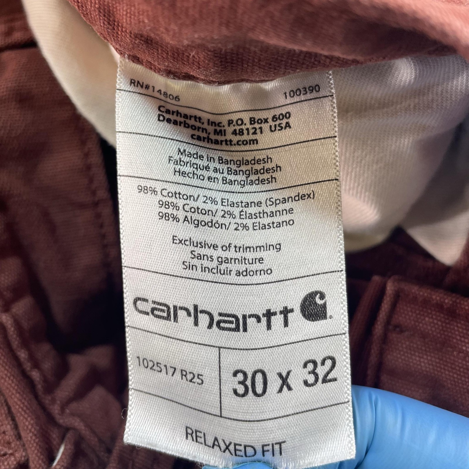 Carhartt Pants Mens 30×32 Brown Relaxed Fit Canvas Stretch Casual Workwear