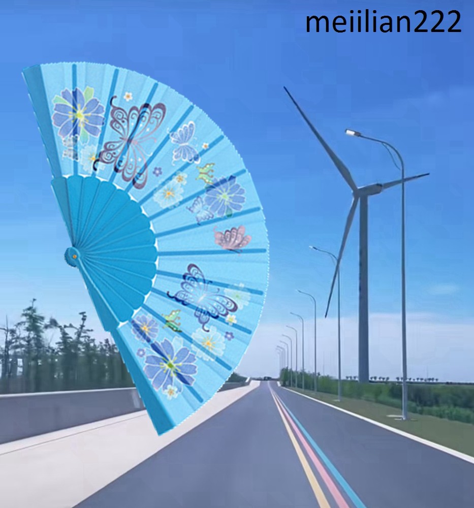 One exquisite painting fabric plastic portable folding hand fan