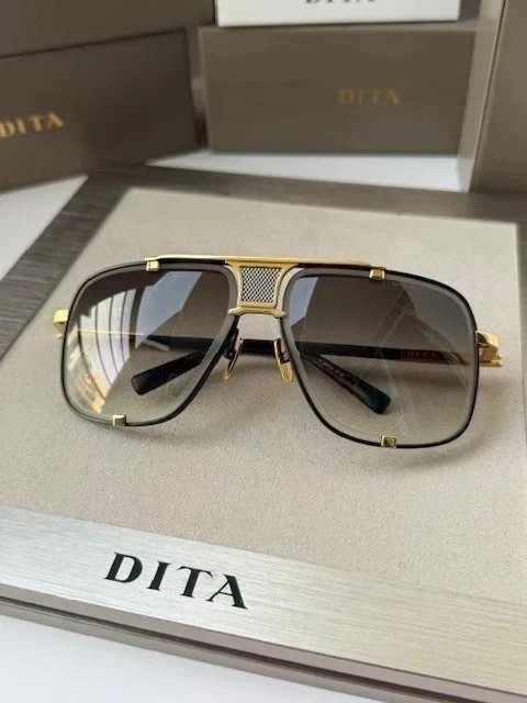 DITA Mach Five DRX2087 Matte Black Gold Sunglasses Grey Gradient Lens Unisex