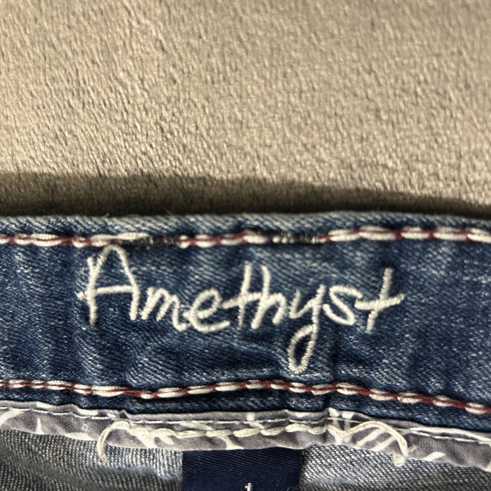 Amethyst Jeans Womens 1 Bootcut Low Rise Flare Distressed Contrast Stitch 28×29