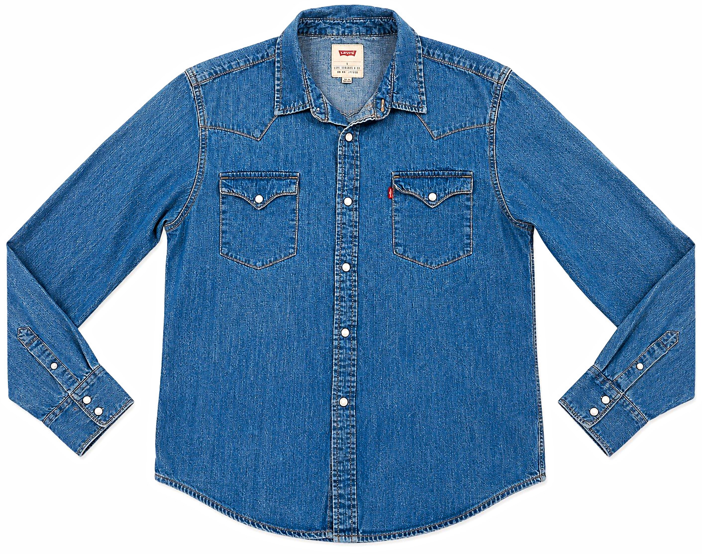 Levi’s 3LYLW2262 Men’s Large Denim Western Shirt Pearl Snap 100% Cotton