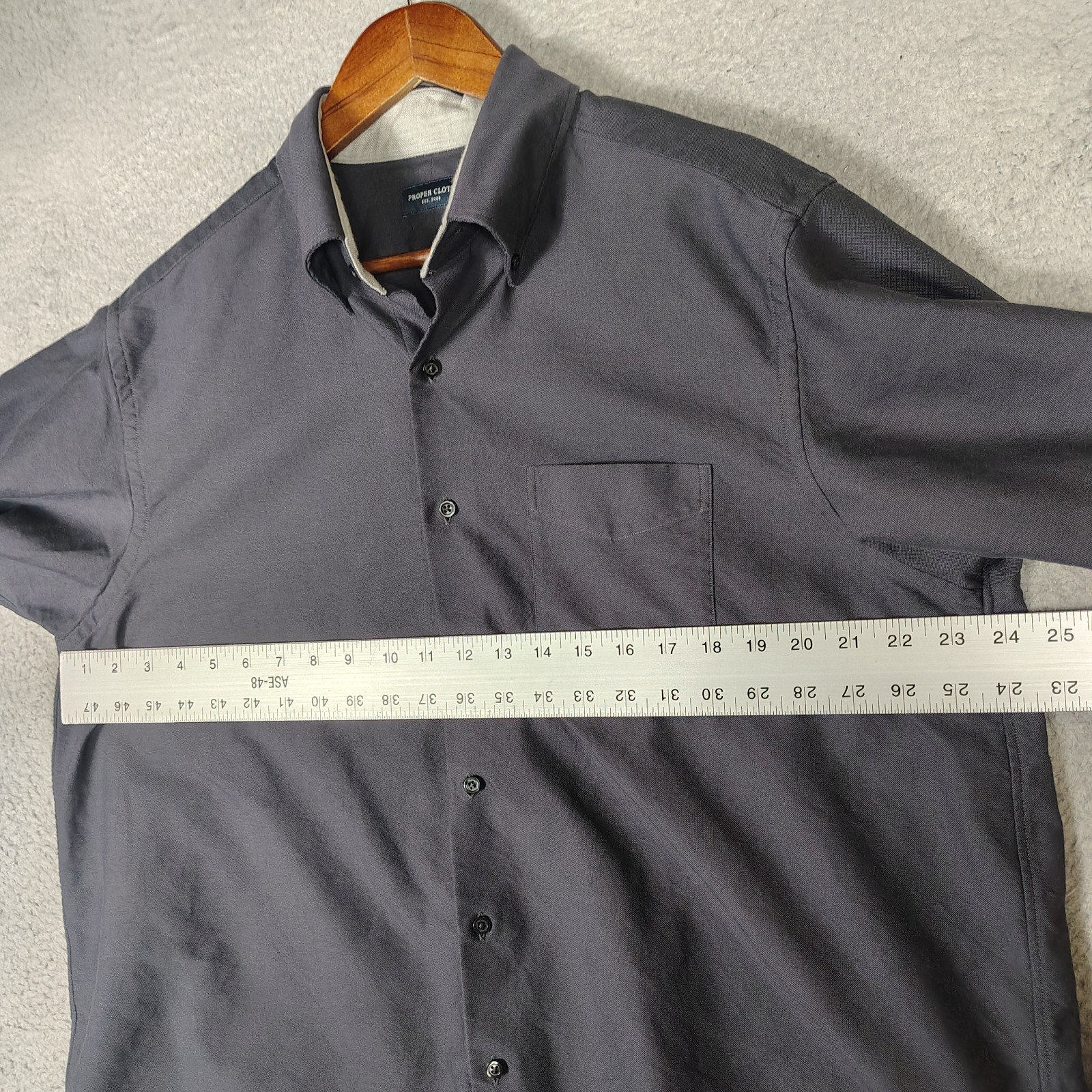 Proper Cloth Oxford Shirt Men’s 17-33 Charcoal Long Sleeve Button Down Classic