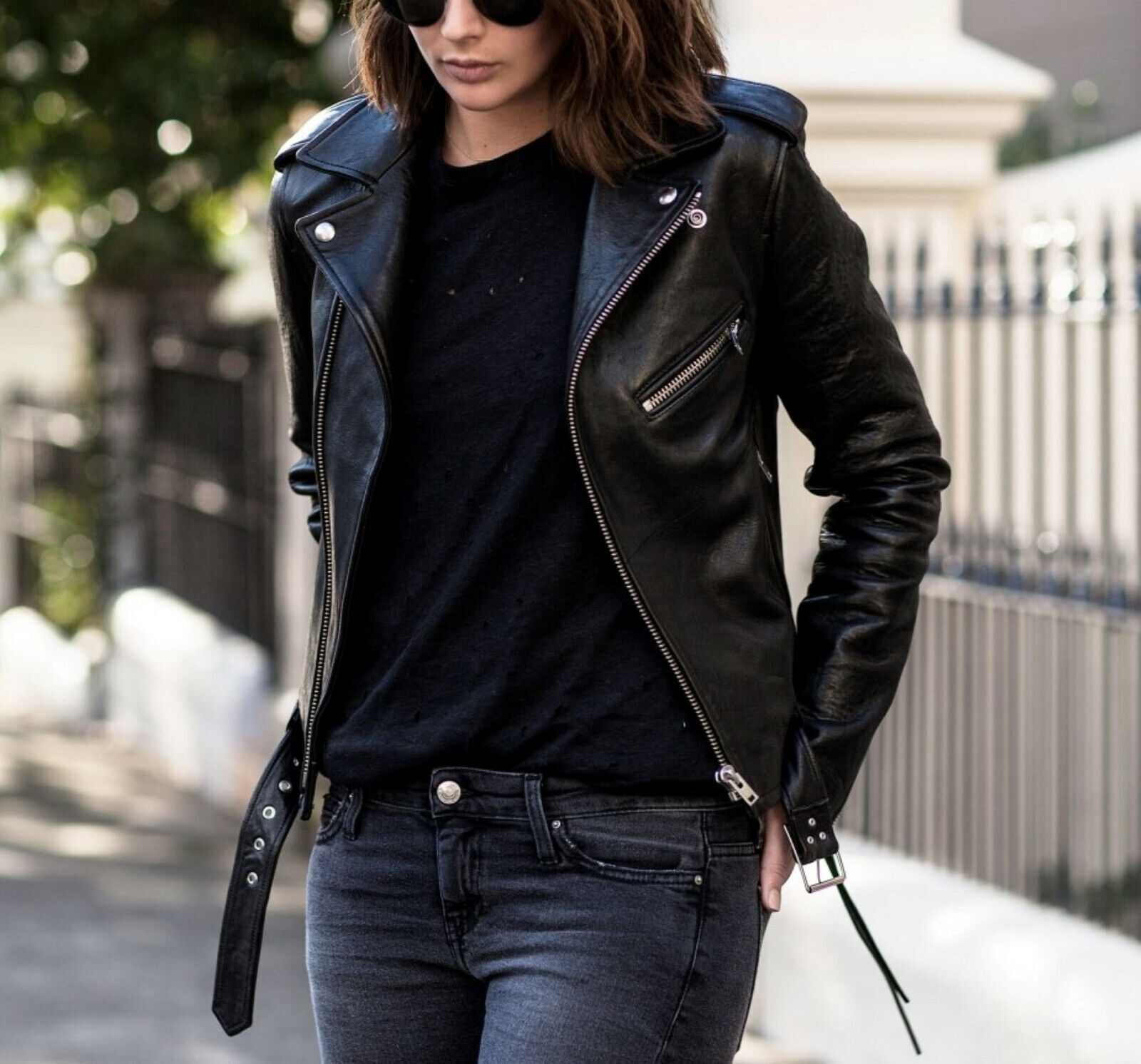 Women’s Black Genuine Lambskin Real Soft Leather Biker Motorcycle Jacket