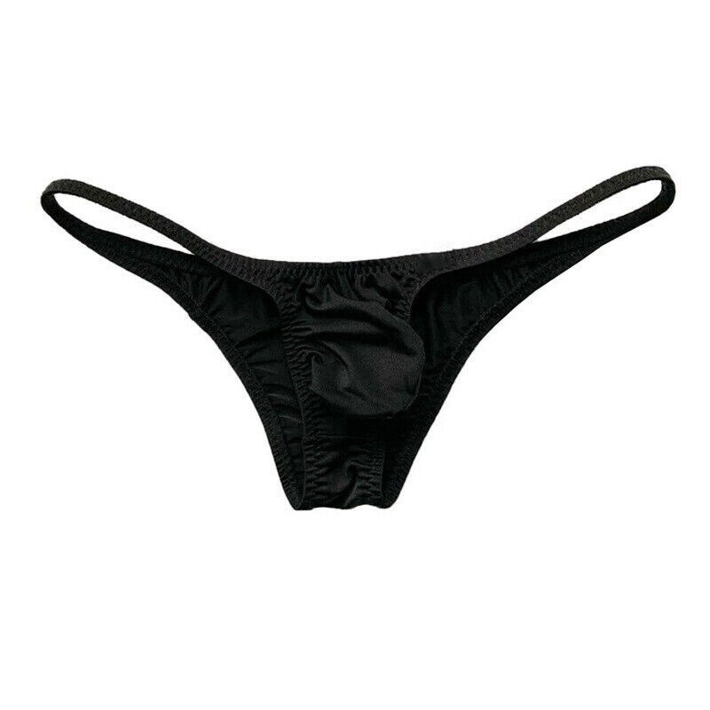 Mens Ice Silk Briefs Sexy Low Rise Pouch Thong Underwear Bikini UnderpantPanties
