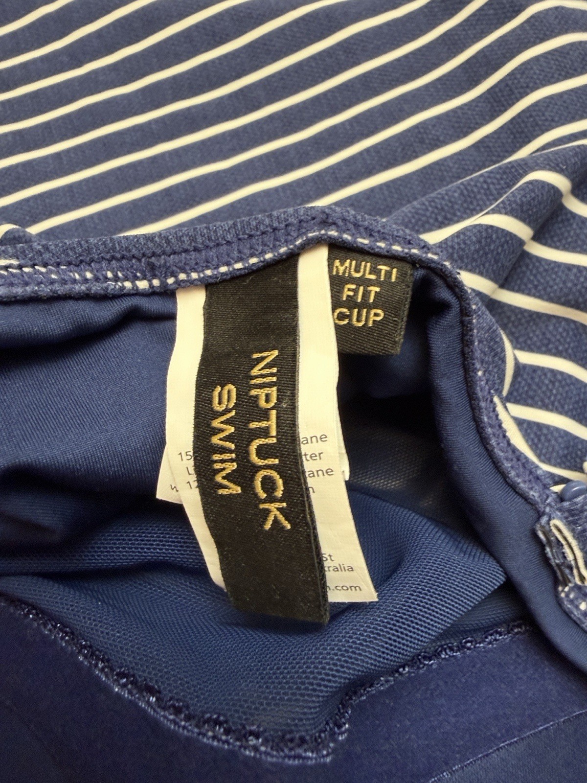 Niptuck Swim Blue White Striped One Piece Swimsuit Multi Fit Cup Tummy Control