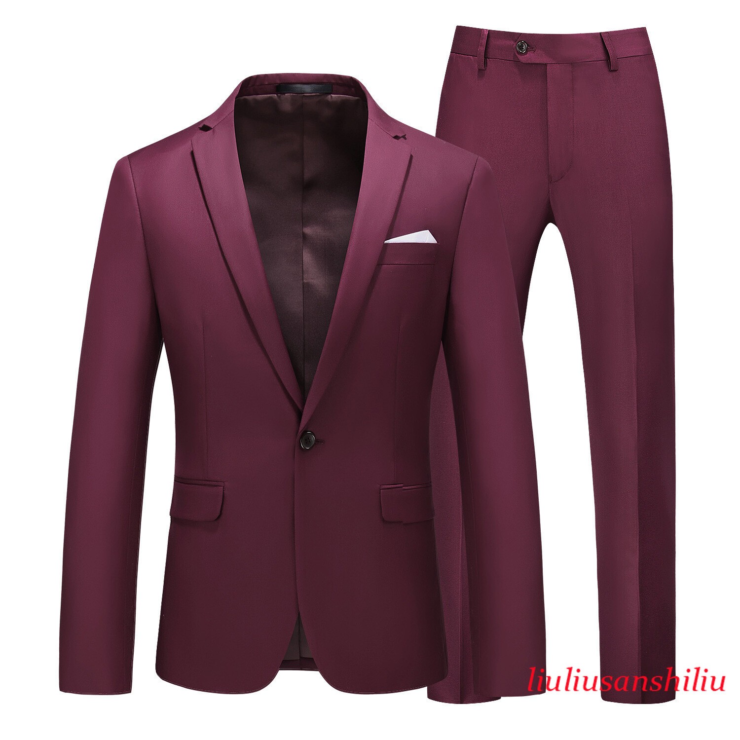 Men’s One Button Formal Suits 2pcs Blazer Jacket Pants Slim Party Grooms Wedding