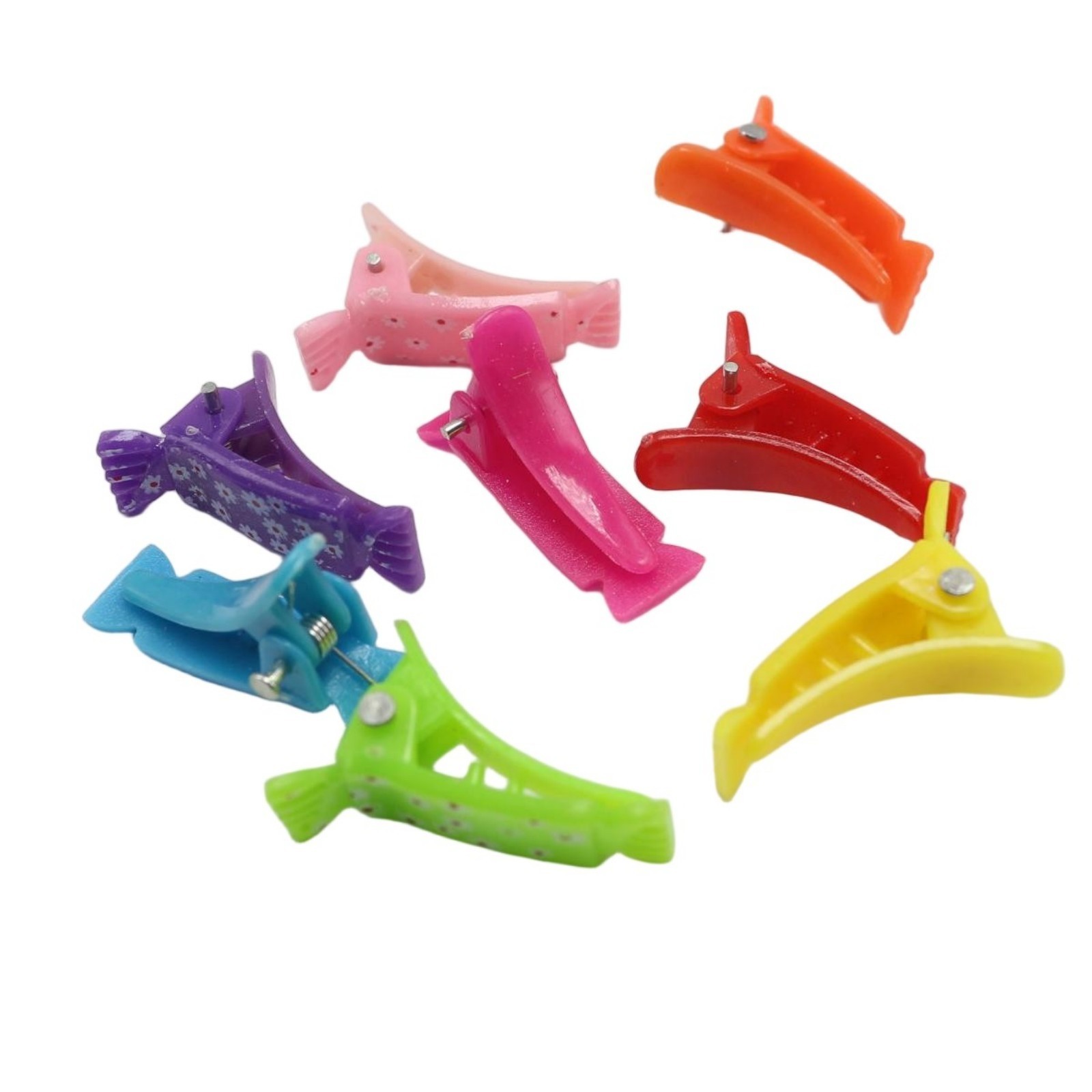 50 pcs Mixed Color Floral Candy Hair Clips – 28mm Mini Alligator Barrettes