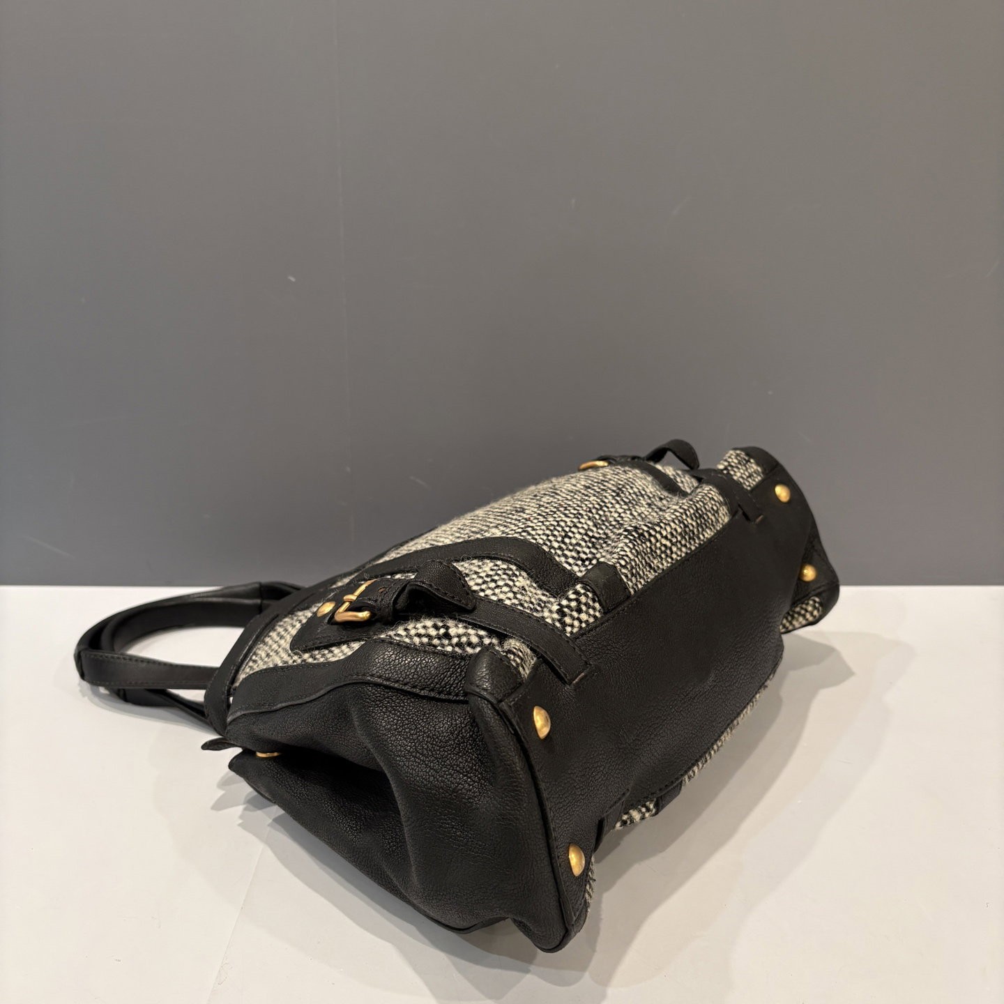 Miu Miu Handbag Grey Black Calfskin Tweed (xd031926a6)