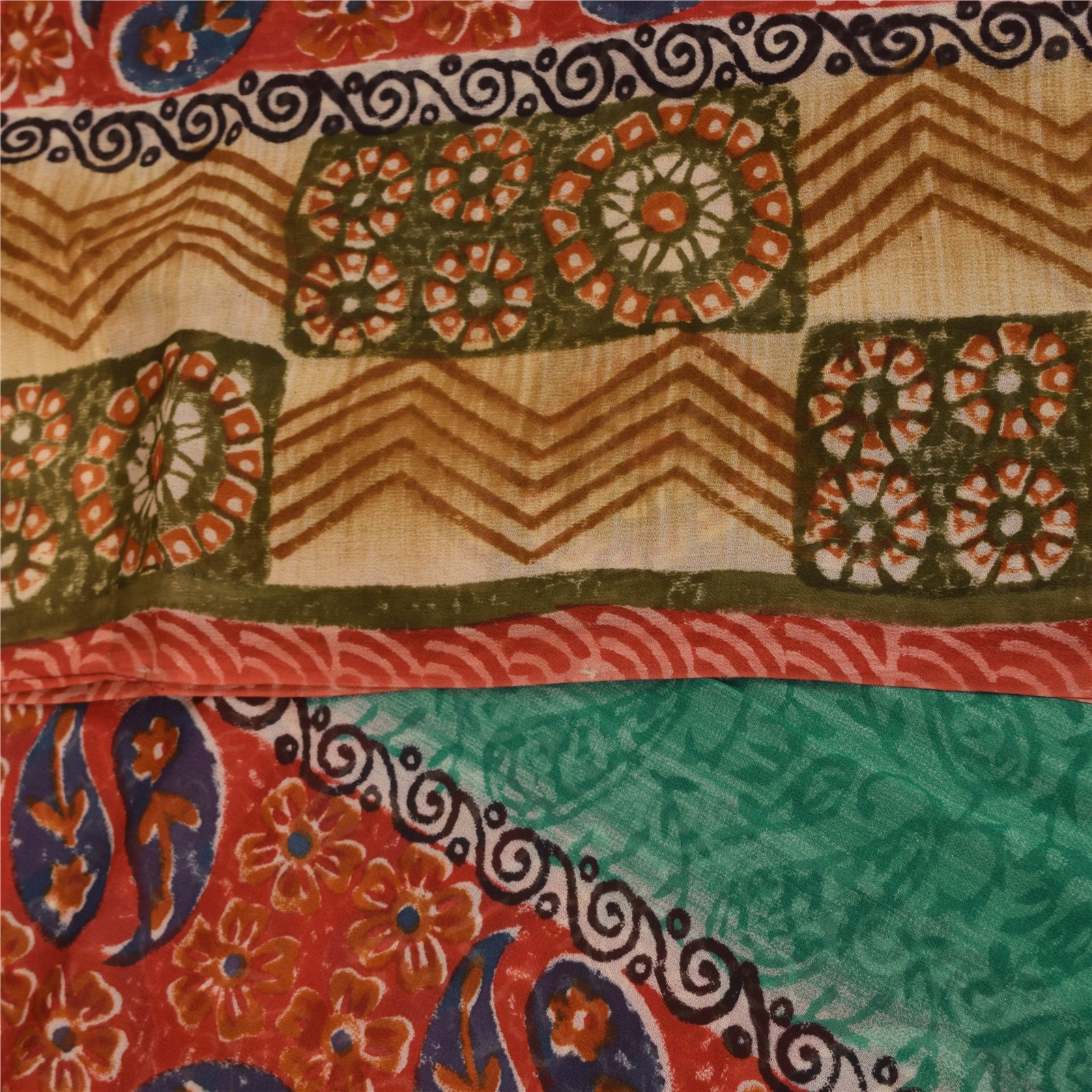 Sanskriti Vintage Printed Blend Georgette Sarees Multi Color Sari Craft Fabric