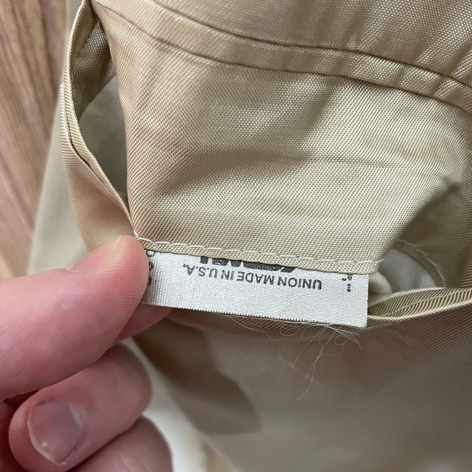 Haspel Blazer Jacket Mens 40R Beige Solid Wool Polyester Vintage USA Made