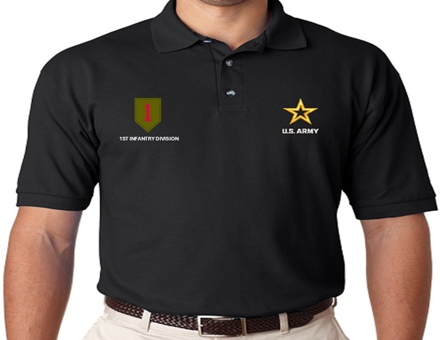 2ND INFANTRY DIVISION* ARMY LOGO*EMBROIDERED POLO. ARMY OFFICIALLY LICENSED