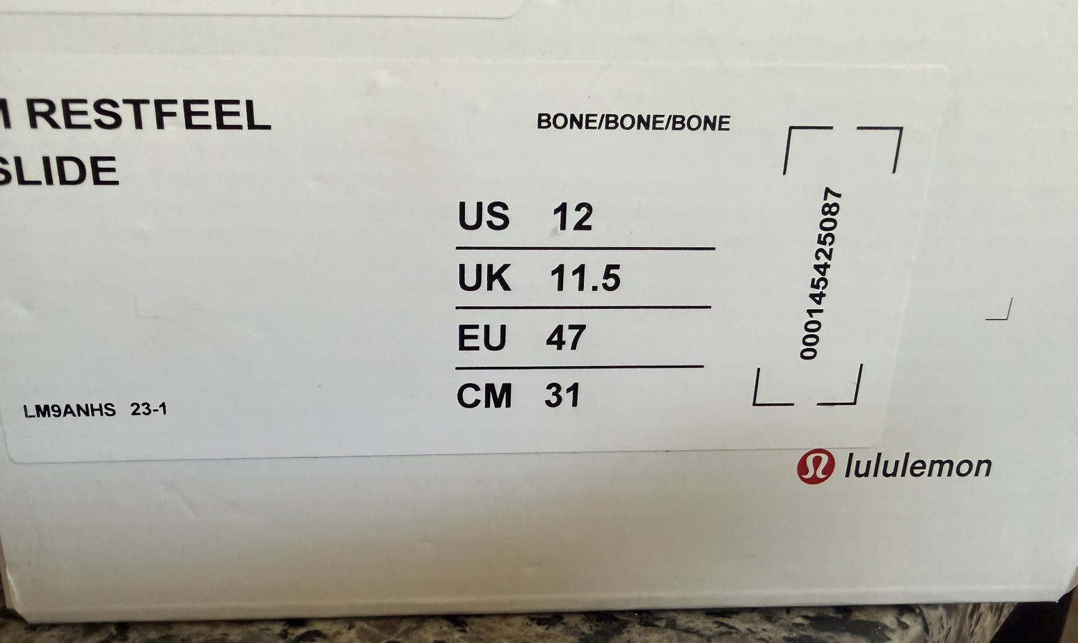 Lululemon Men’s Restfeel Slide US 12 Bone/Bone/Bone New Sandals/Never Worn