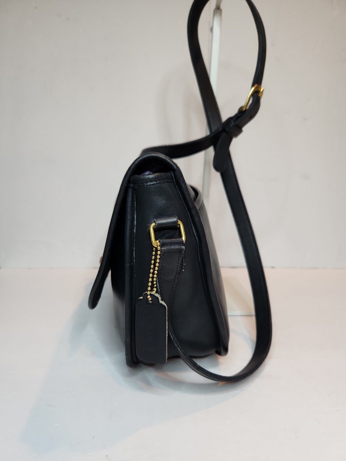 Authentic VTG COACH City Bag & Wallet Blk Lthr Crossbody Shoulder Turn Lock 90’s