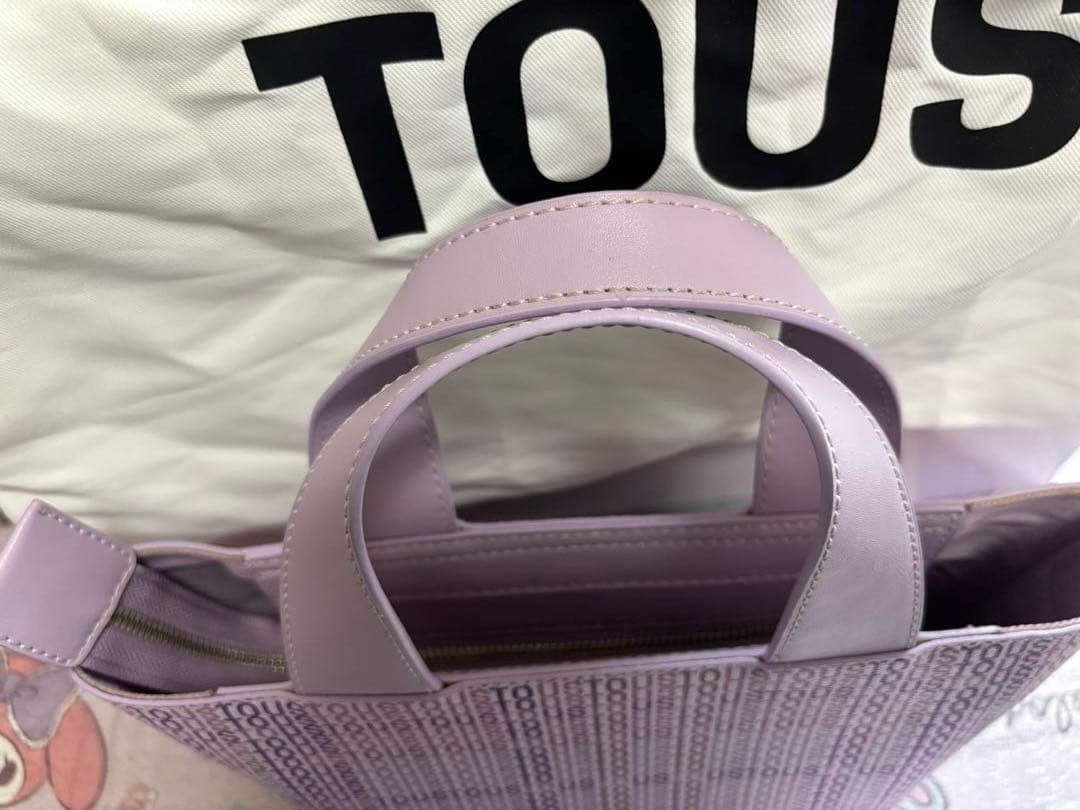 TOUS Cecilia Small Tote Canvas Mauve Lavender Print Bag 9.8 x 6.7 x 4.3 inches