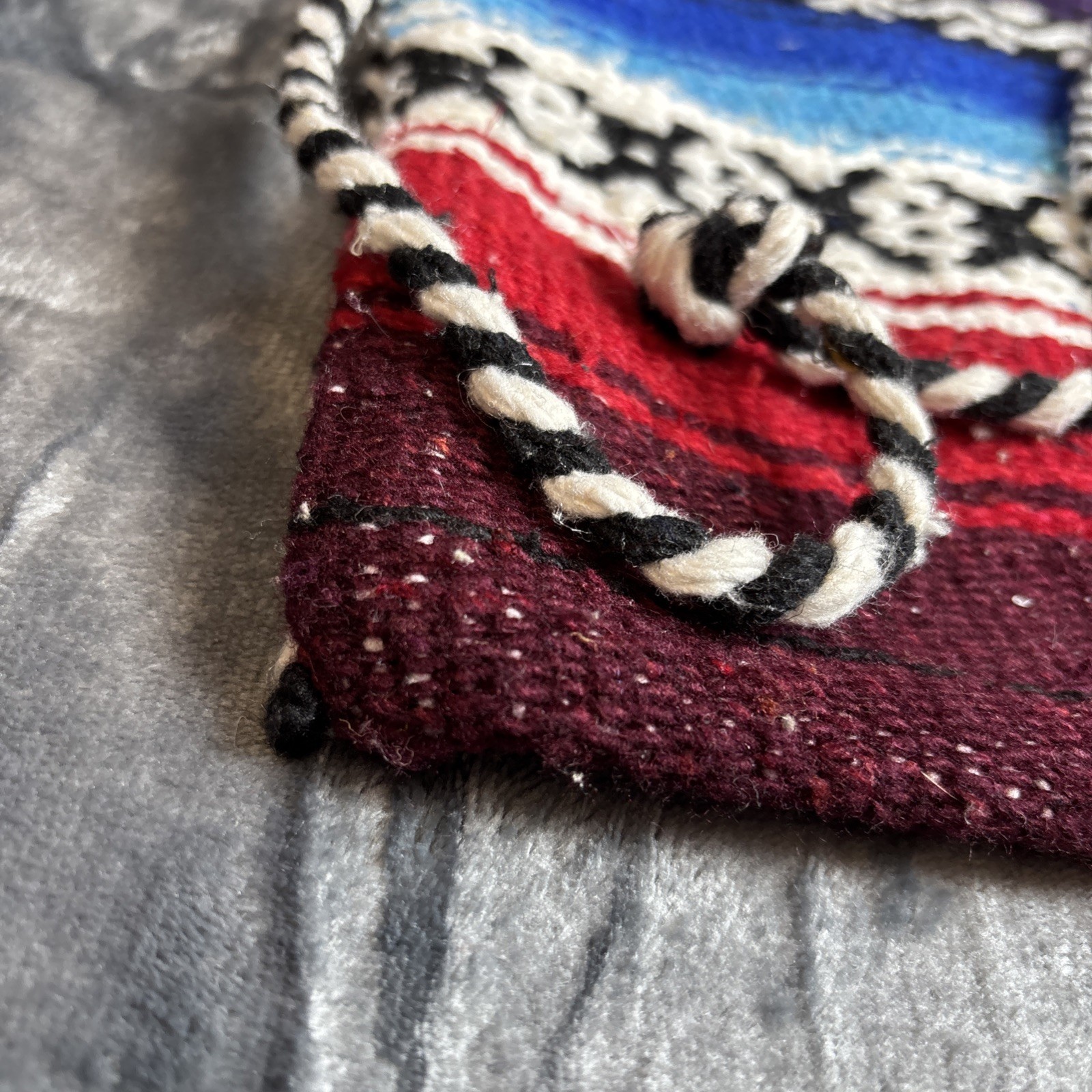 Mexican Blanket Purse Tote Bag Red Blue Purple Rectangle Crossbody Woven Boho