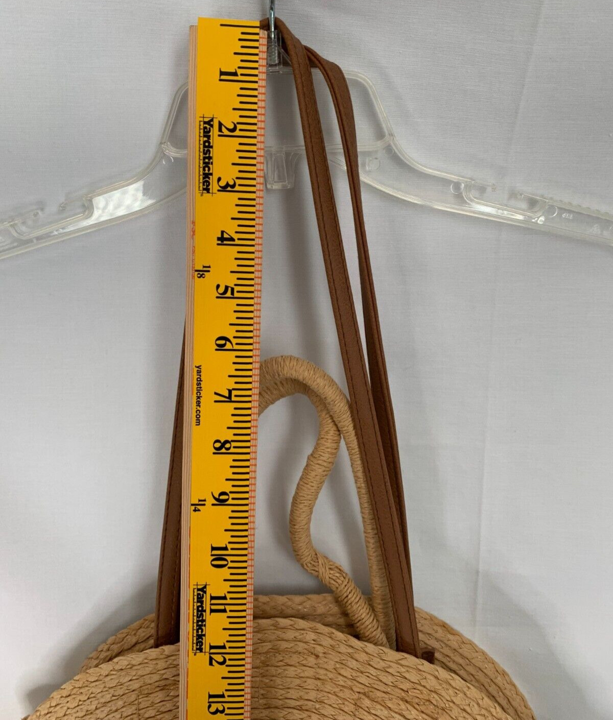 Large Jute Tote Straw Woven Circular Round HandBag Shoulder Straps Tan Beach