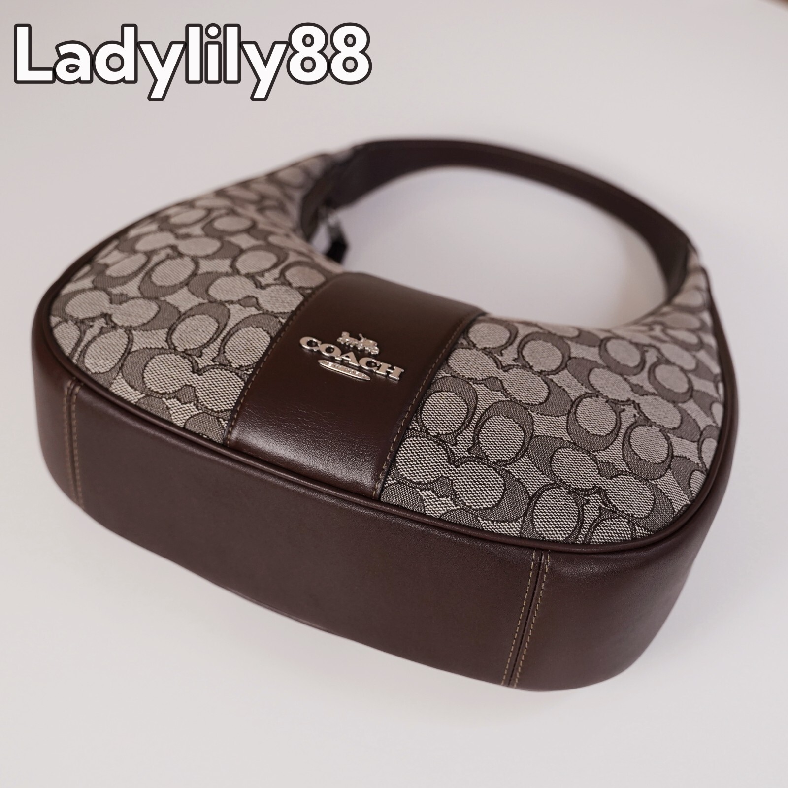 NWT Coach CV001 Carmen Shoulder Bag In Signature Jacquard Smooth Leather $350