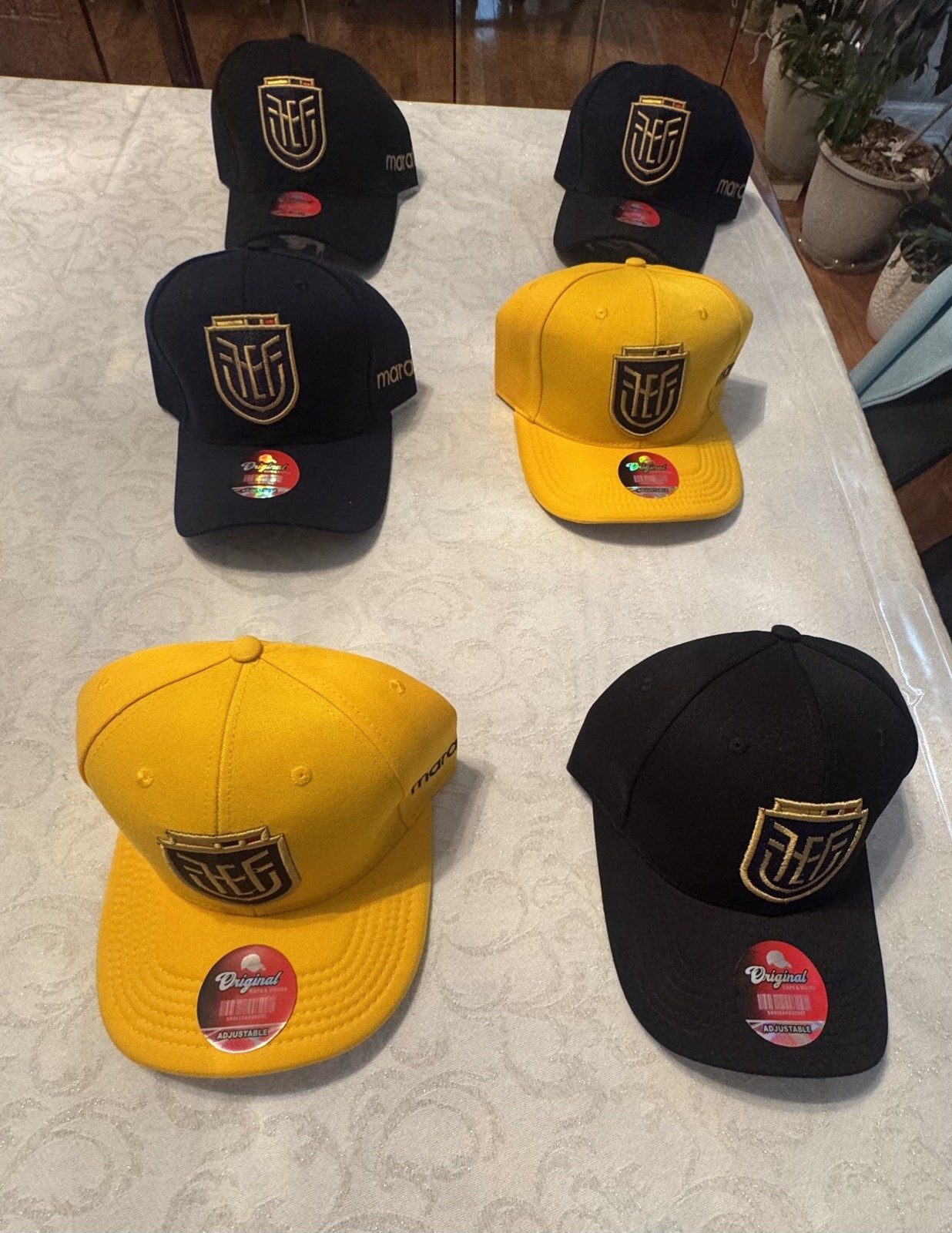 Ecuador Football Crest Printed Cap | Black, Navi and Yellow Football Caps