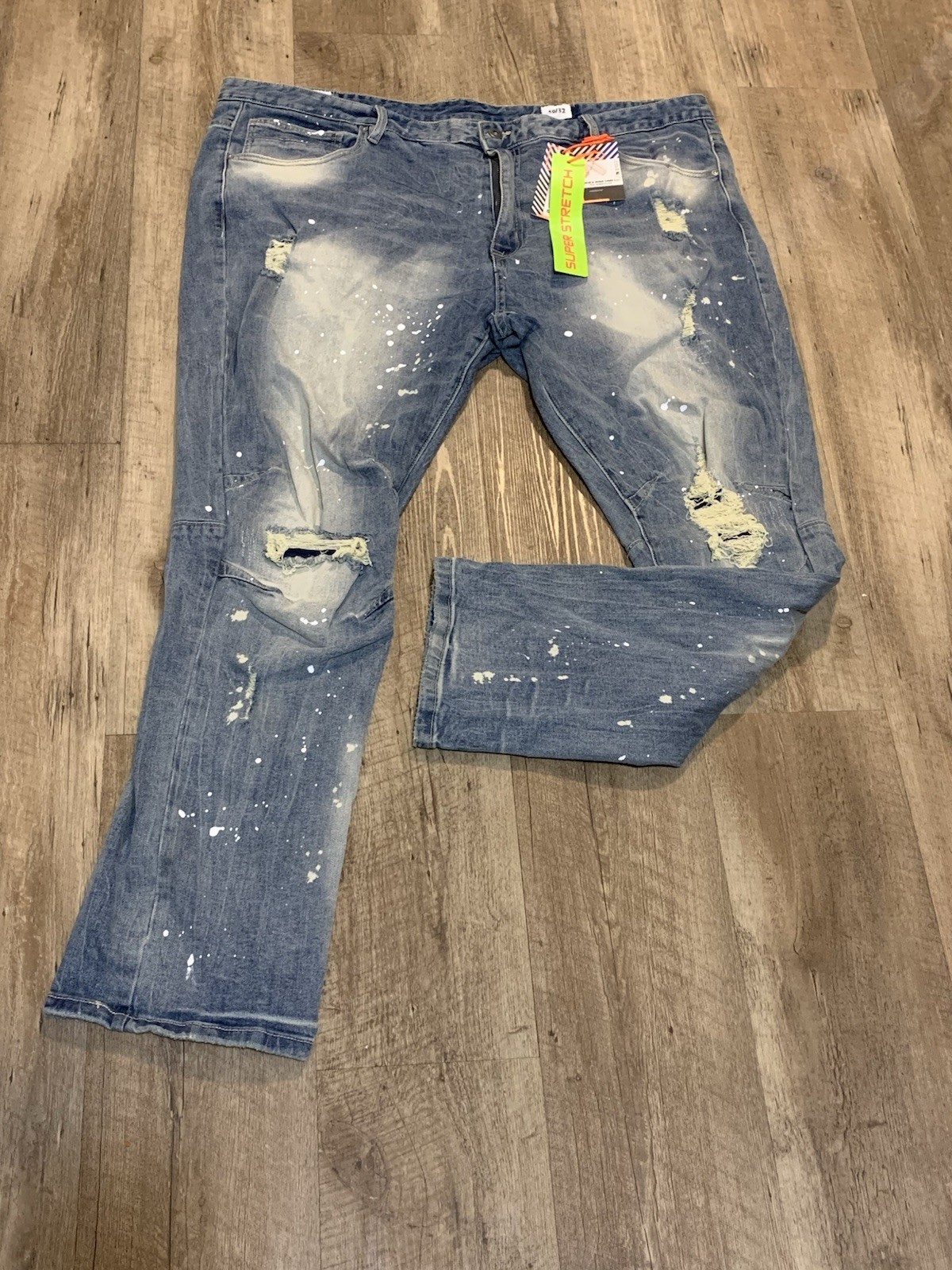 Smoke Rise Men’s Skinny Slim Fit Distressed Stretch Light Wash Blue Jeans