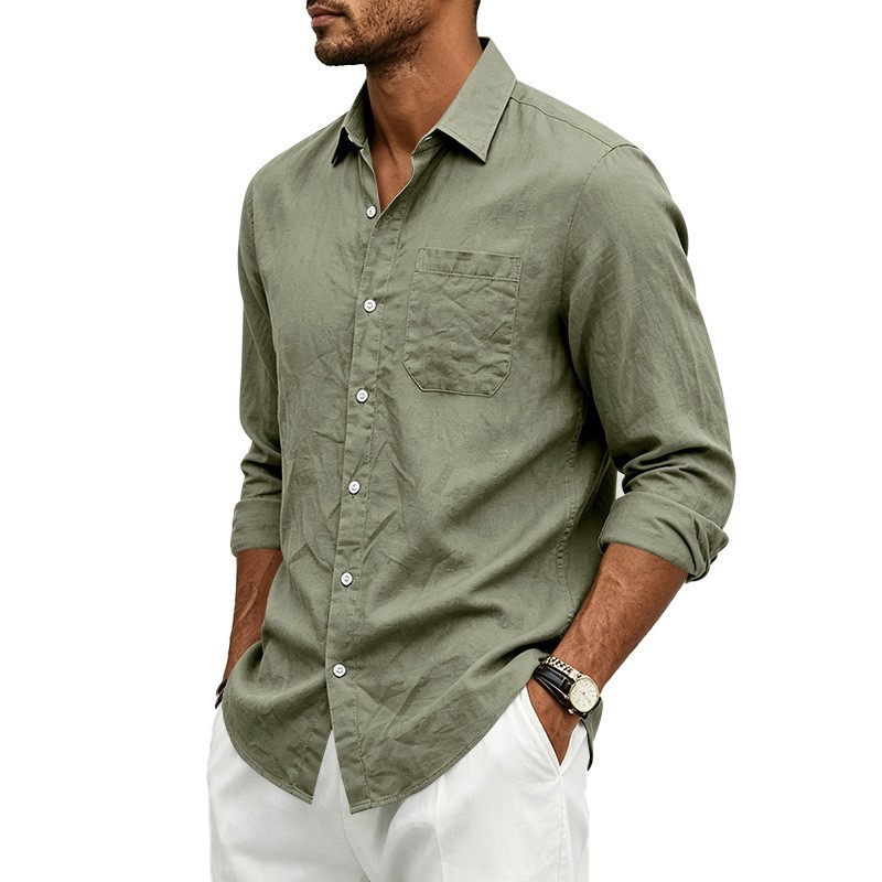 Summer Autumn Loose Lapel Men’s Casual Shirt