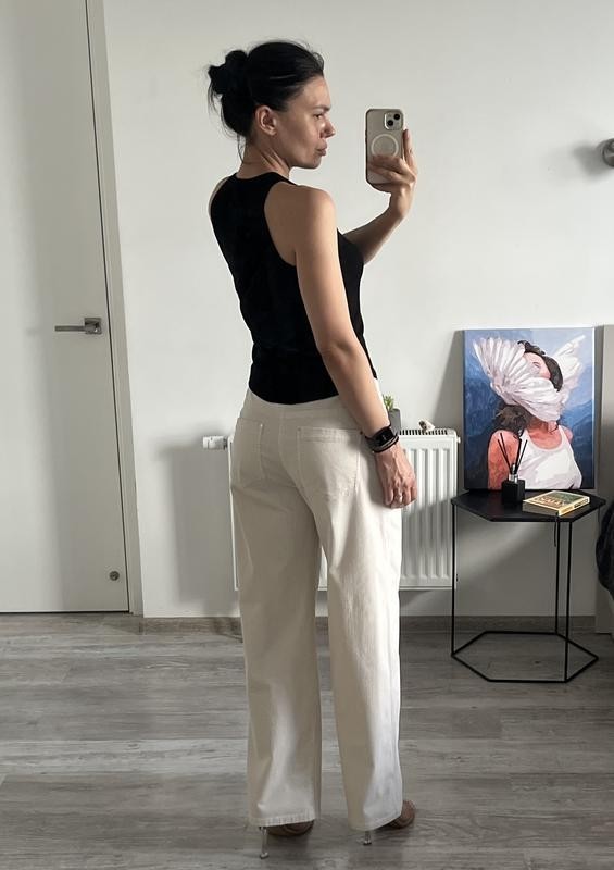 Max&Moi Beige Corduroy Straight Leg Pants Trousers FR 40