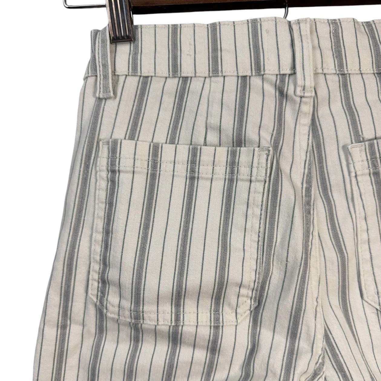 FRAME Womens Le Slim Palazzo Jeans 25 Ivory Sage Stripe Stretch Wide Leg