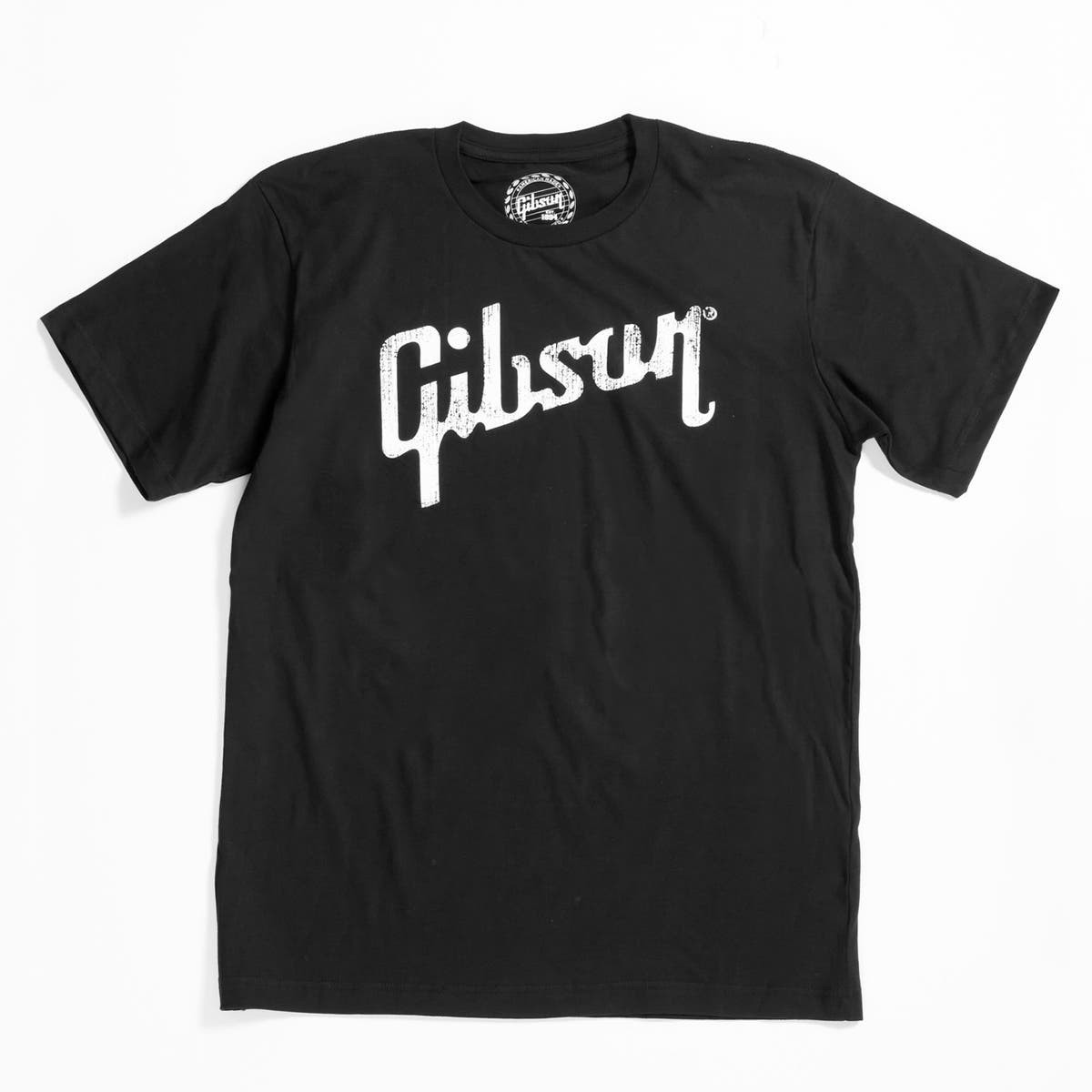 Gibson Guitars Logo Tee T-Shirt, Black w/ White Logo, Medium