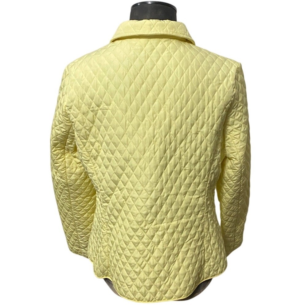 Briggs New York Women’s Jacket Large Yellow Quilted Button Up Coat Pockets