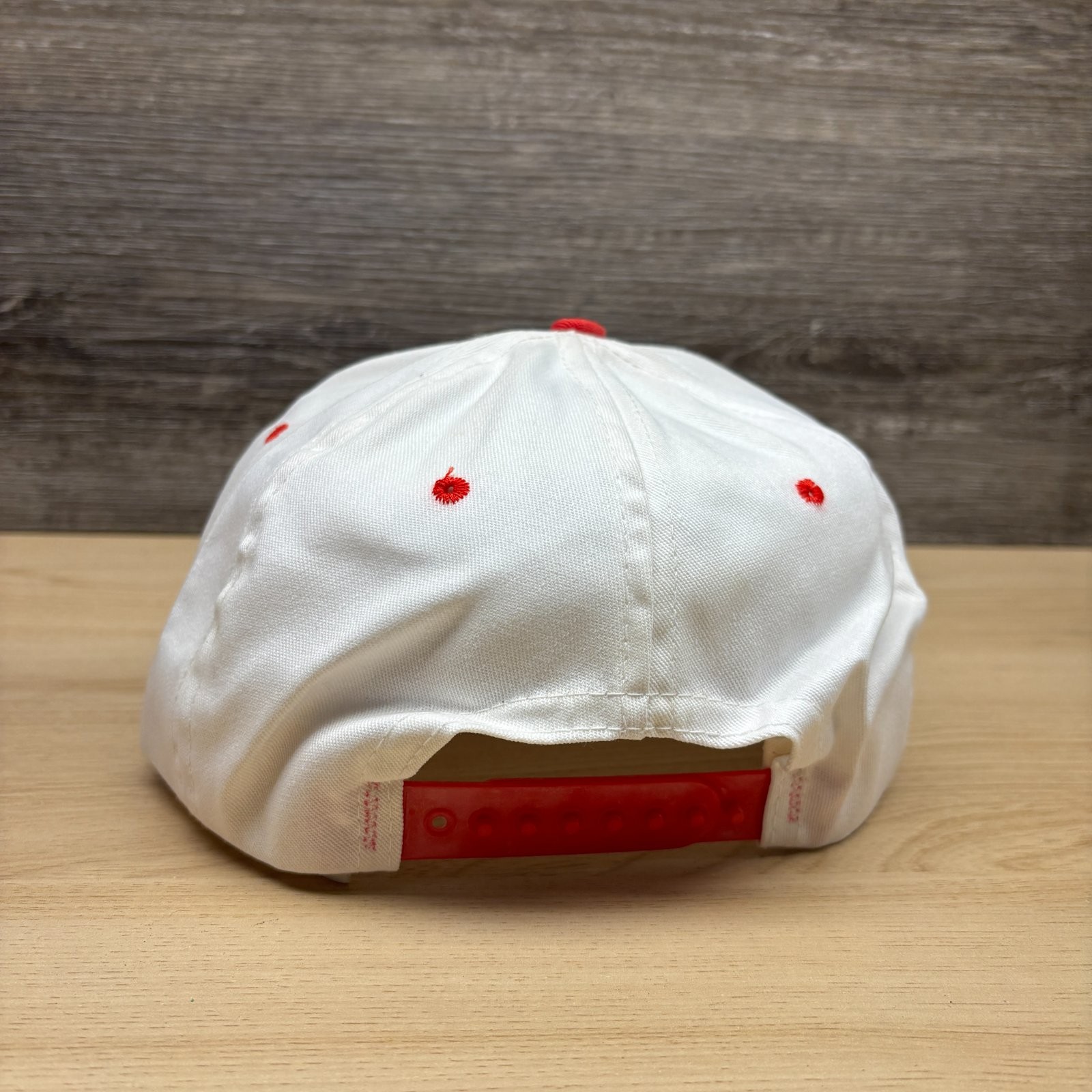 Vintage SP Construction Services Hat Cap Snap Back White Red Logo Promo VTG 90s