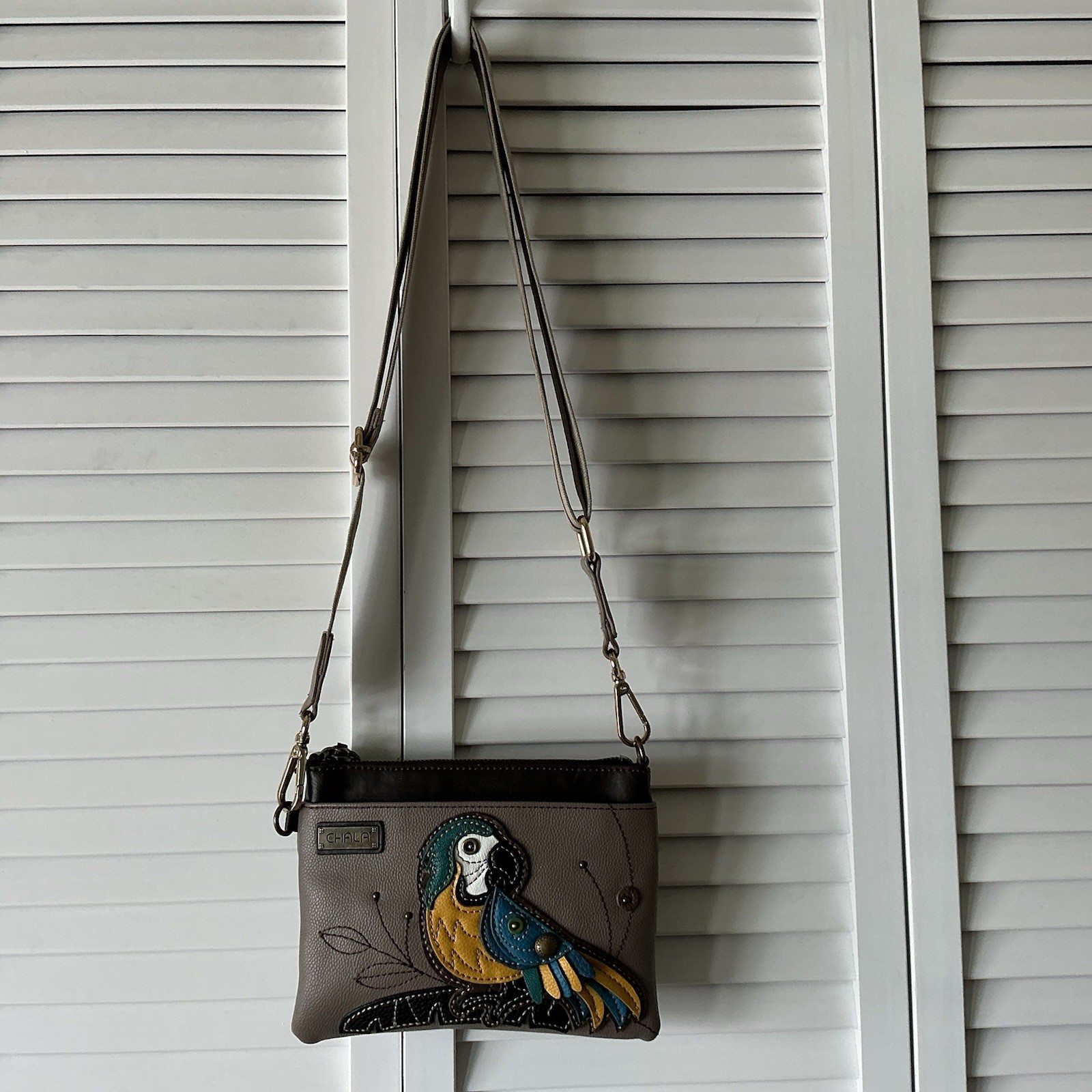 Chala Mini Crossbody Bag Blue Parrot Vibrant Quirky Boho Versatile Travel Resort