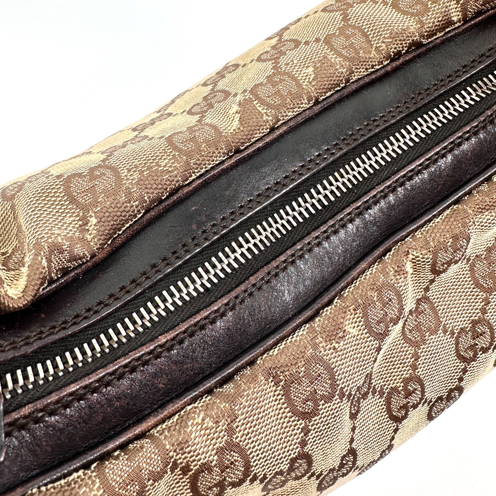Gucci Sherry Line GG Canvas Leather Shoulder Bag 001.3341 Brown Authentic