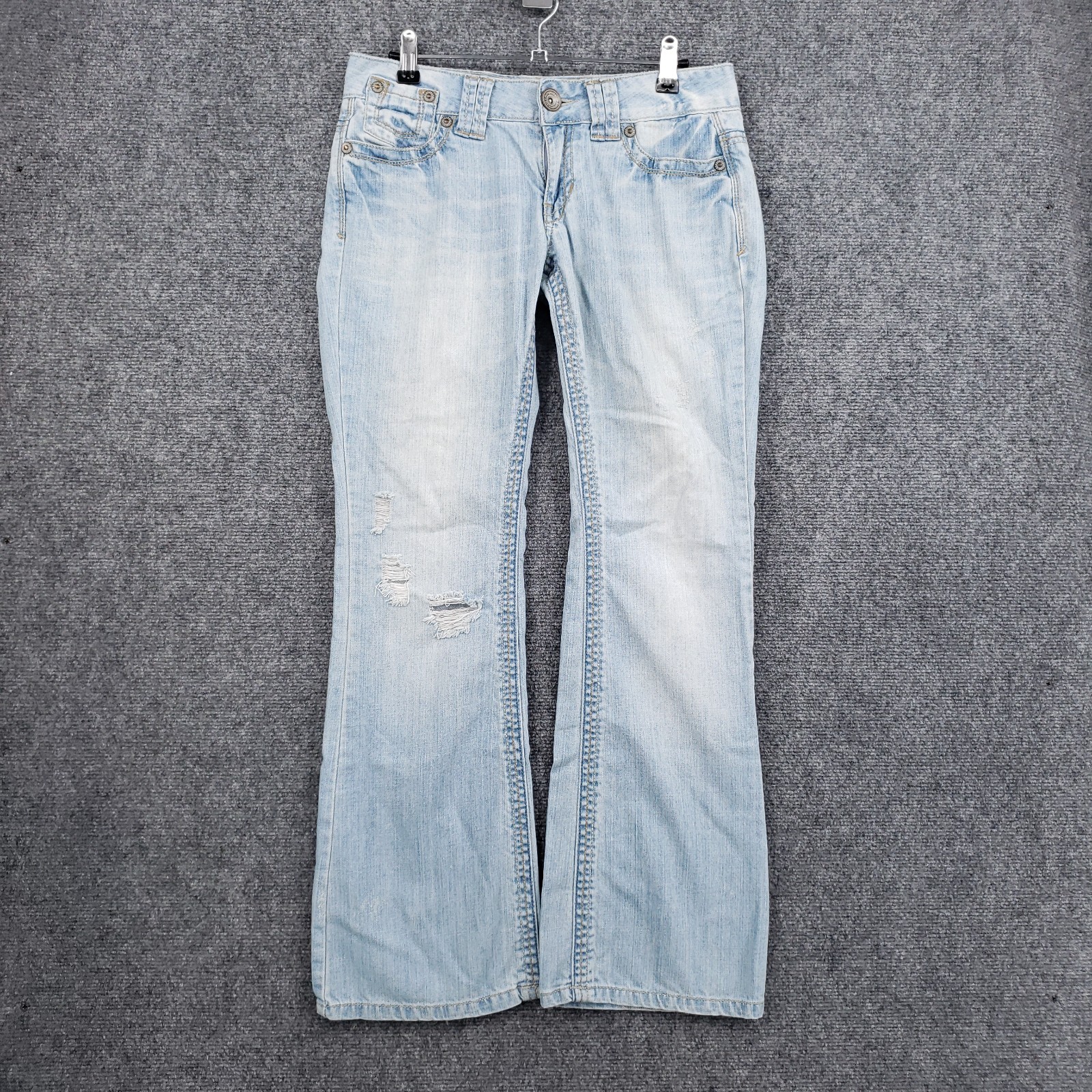 VINTAGE Aeropostale Hailey Skinny Flare Y2K Jeans Womens 3/4 Short Blue Denim
