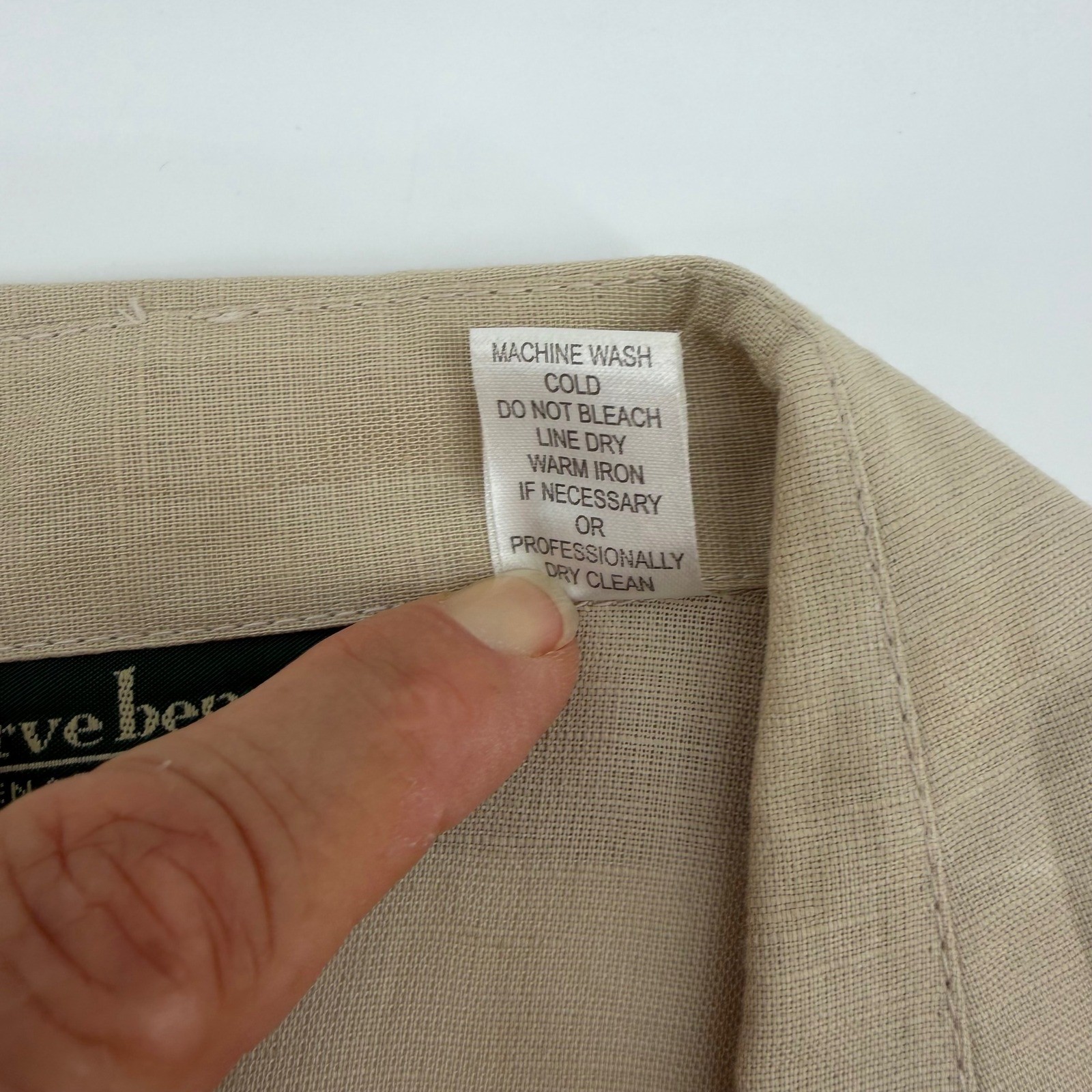 Harve Benard Linen Cotton Floral Soutache Embroidered Button Up Blouse Beige L