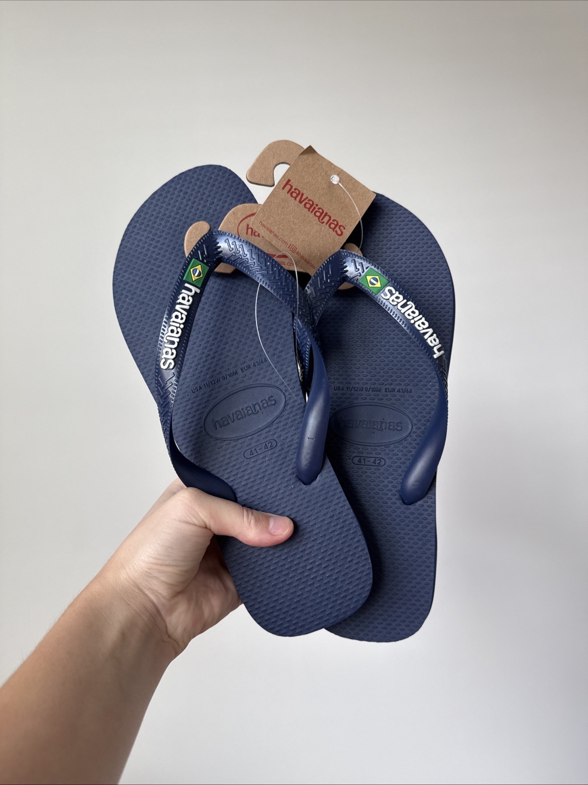 Havaianas Dark Blue Brazil Logo Flip Flop Sandals 9/10M 11/12W