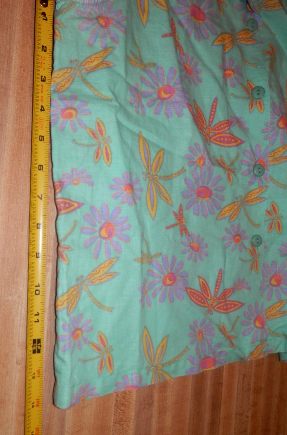 Lemon Grass Women’s Linen Blend Sleeveless Blouse Sz L Mint/Floral Dragonfly