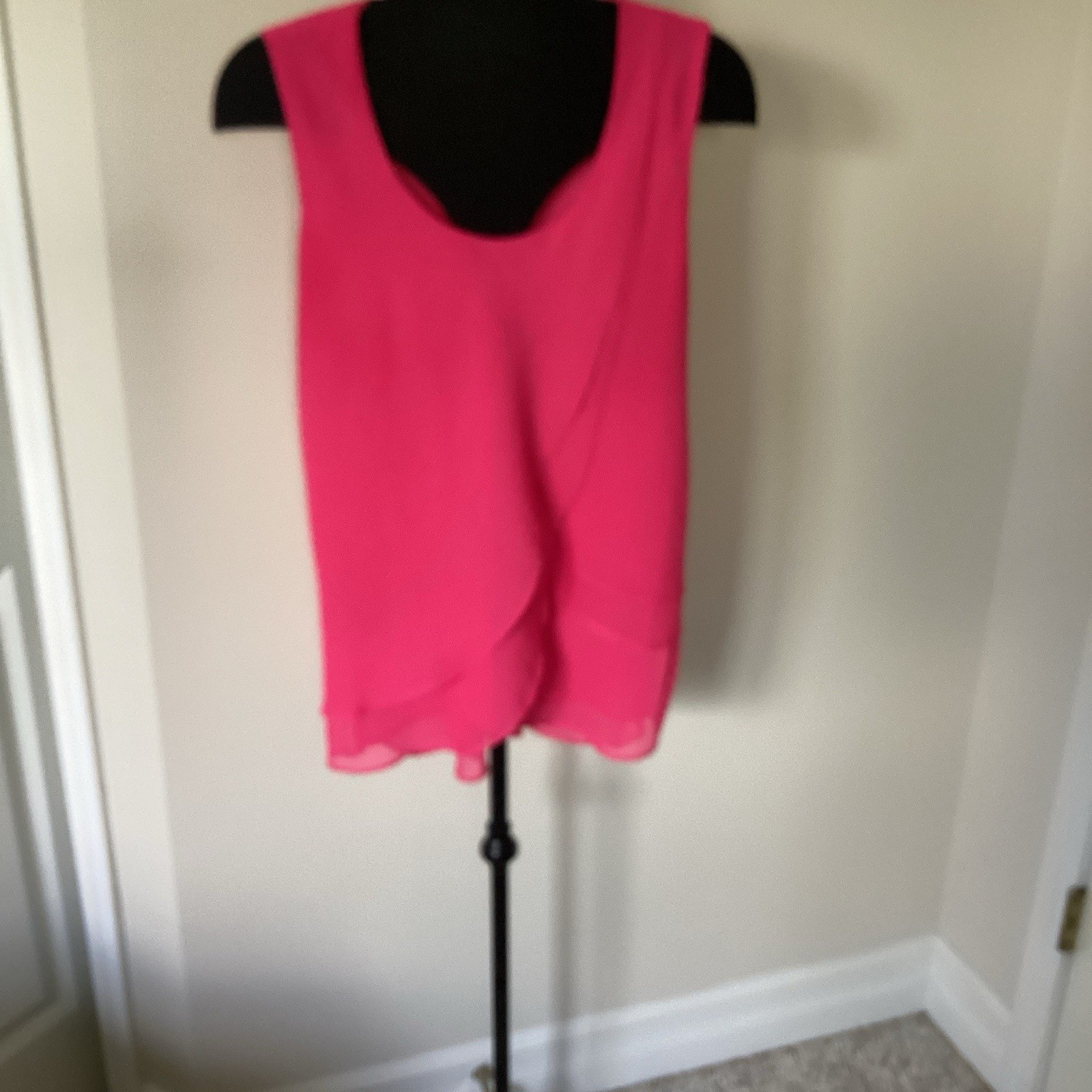 Milano Hot pink Draped Fully Lined Ruffle Blouse Size L