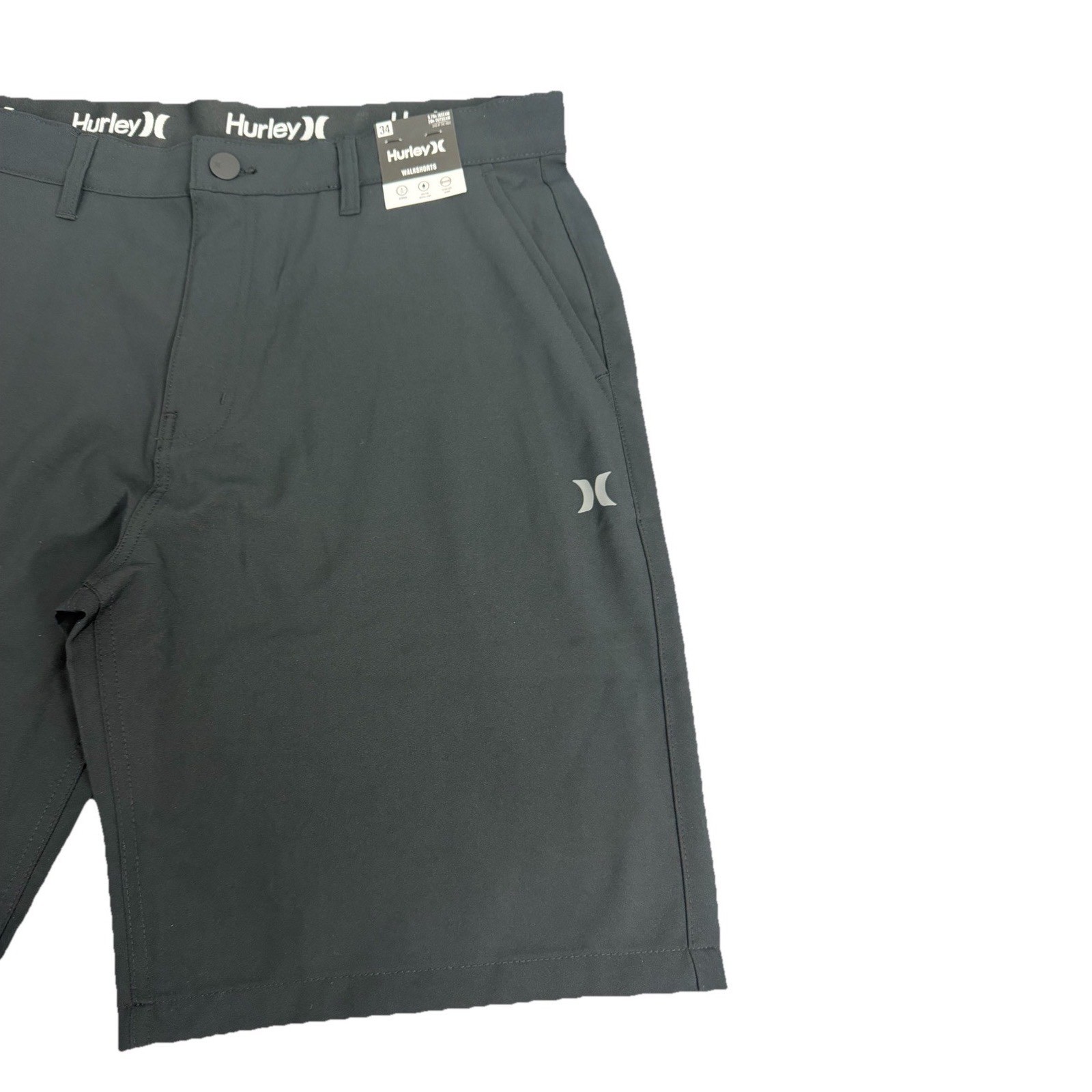 Hurley Men’s Black Size 34 Flex Terrain Hybrid Walking Shorts 9.75 In Inseam New