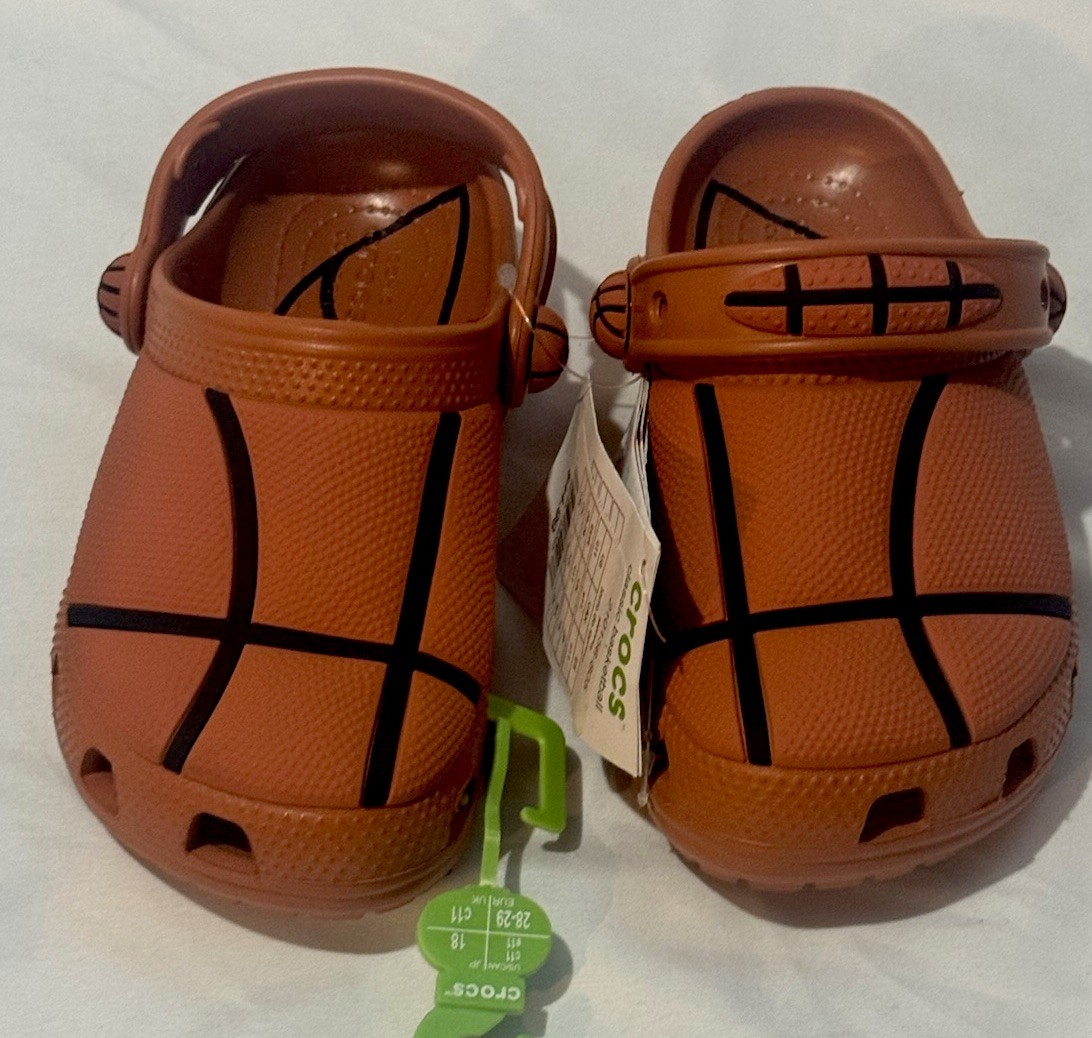 Crocs Basketball Orange/Black Classic Clogs- Little Kid Size C12- New- MSRP $44