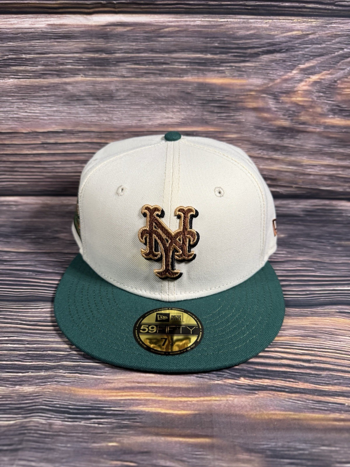 Men’s Cream New York Mets Chrome Evergreen 59FIFTY Fitted Hat 7 1/4