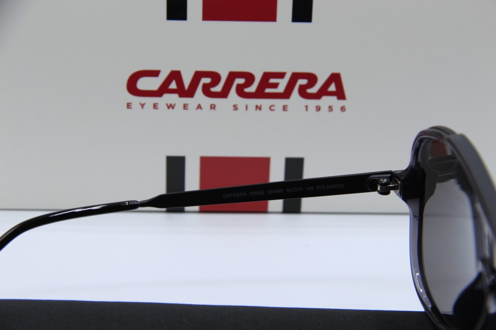 NEW CARRERA 1059/S 08AM9 POLARIZED BLACK AUTHENTIC SUNGLASSES W/CASE 64-11