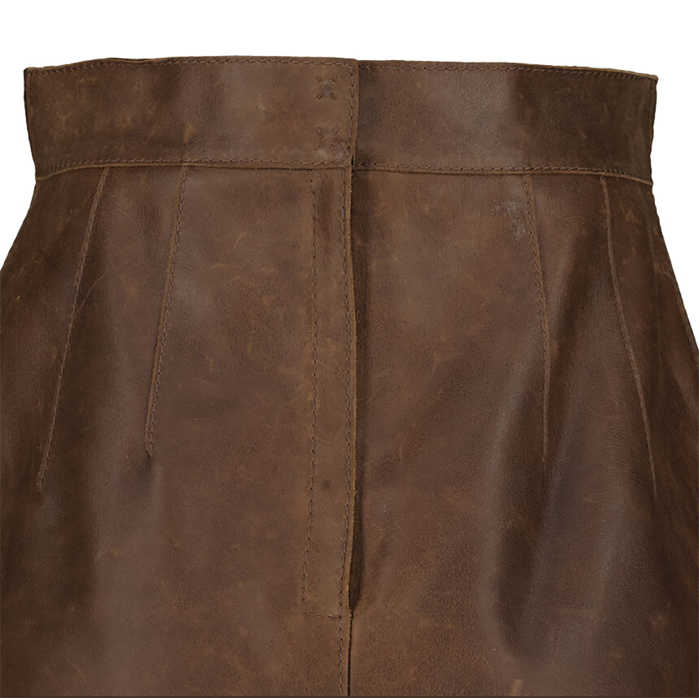 DOLCE & GABBANA Leather Mini Skirt High Waist Brown Size 40 – RP £2145.00