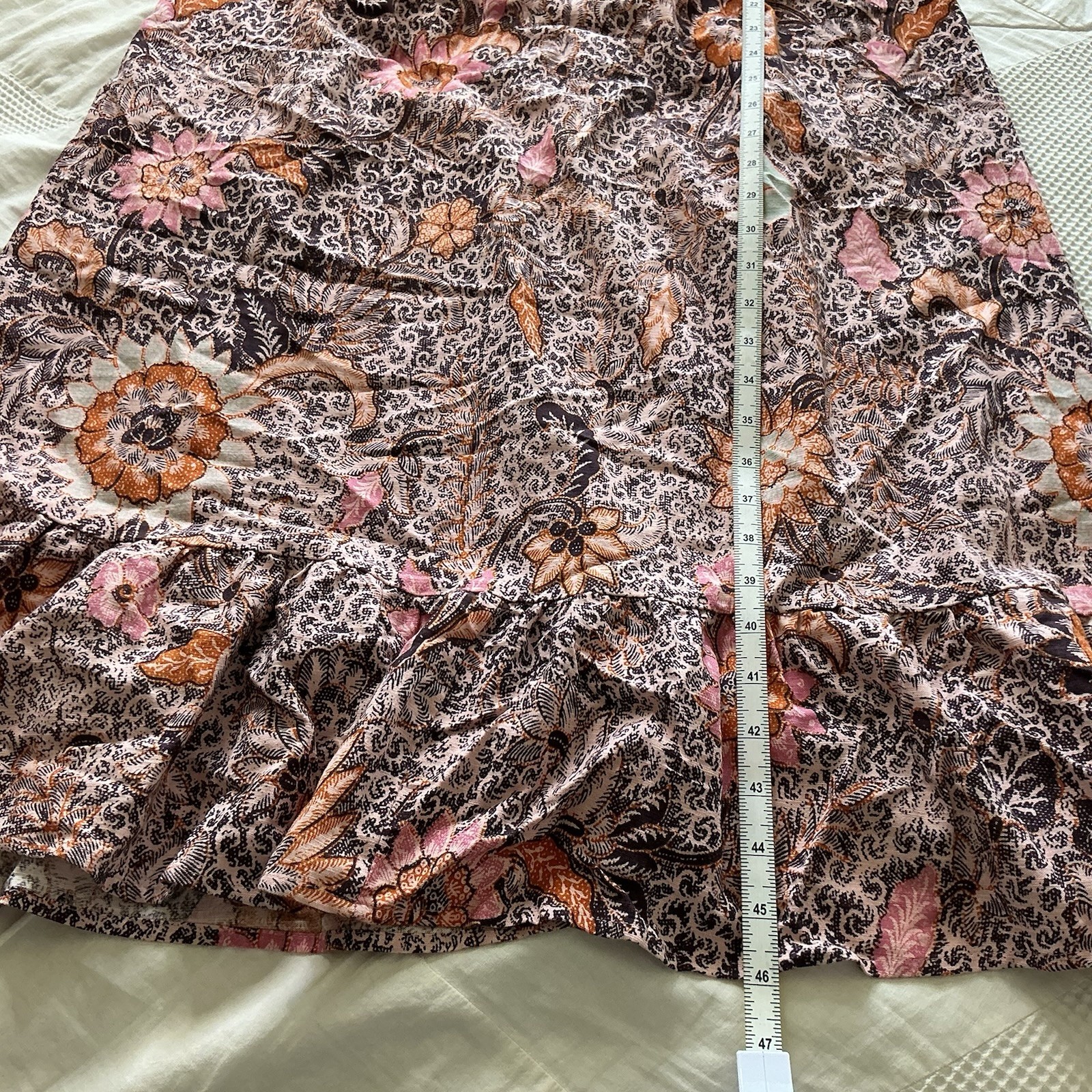 Madewell Lace-Up Bali Blooms Midi Dress Sz 4 Boho Cottagecore Casual Paisley