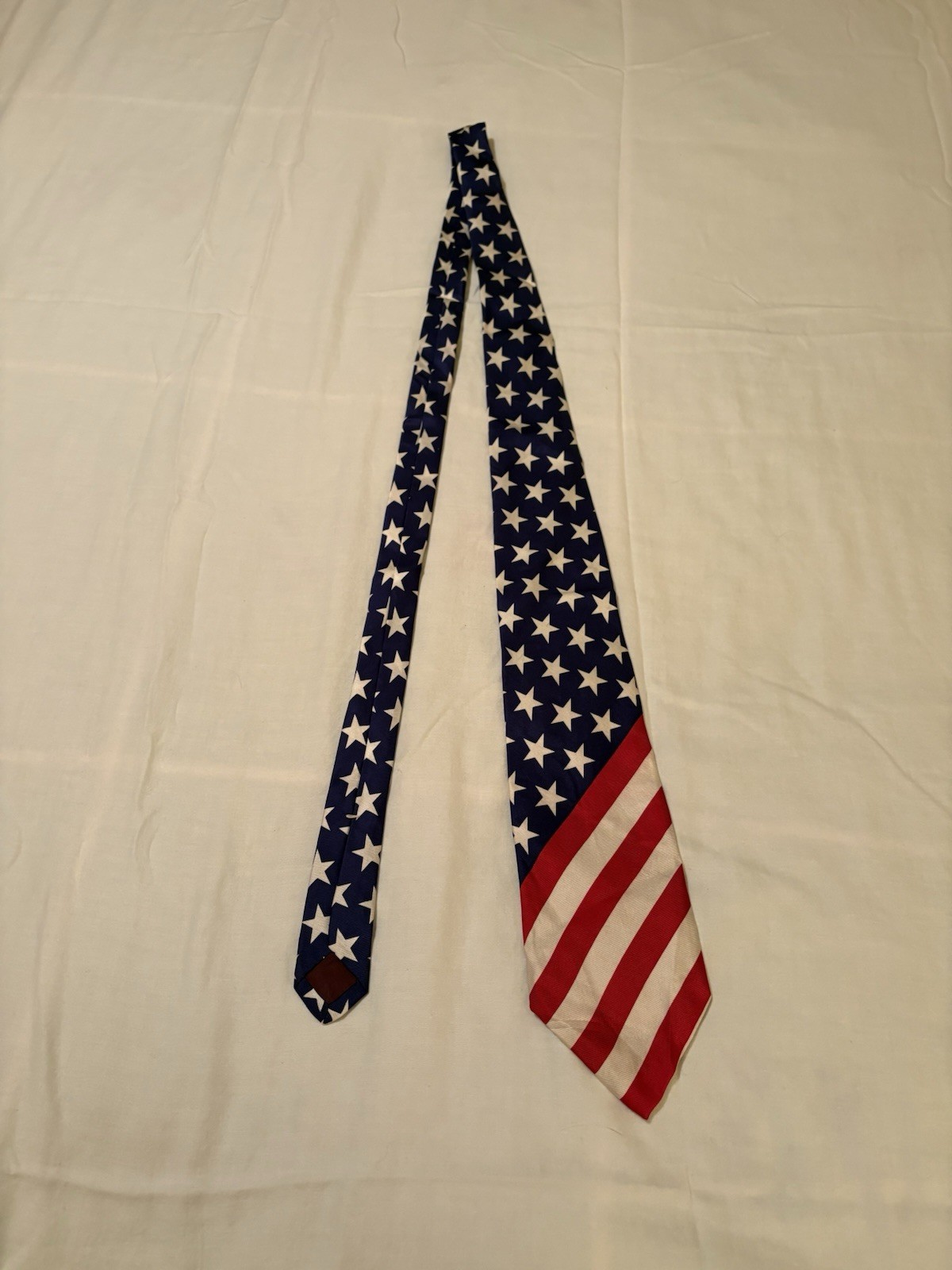 Manhattan Men’s Woven Silk Tie Blue White Red Stars American Flag One Size