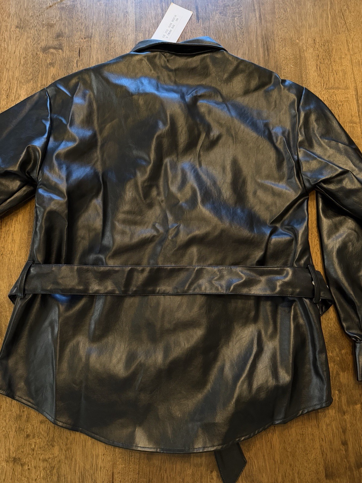 Violet Romance Women’s Black Belted Button Faux Leather Jacket Size 14