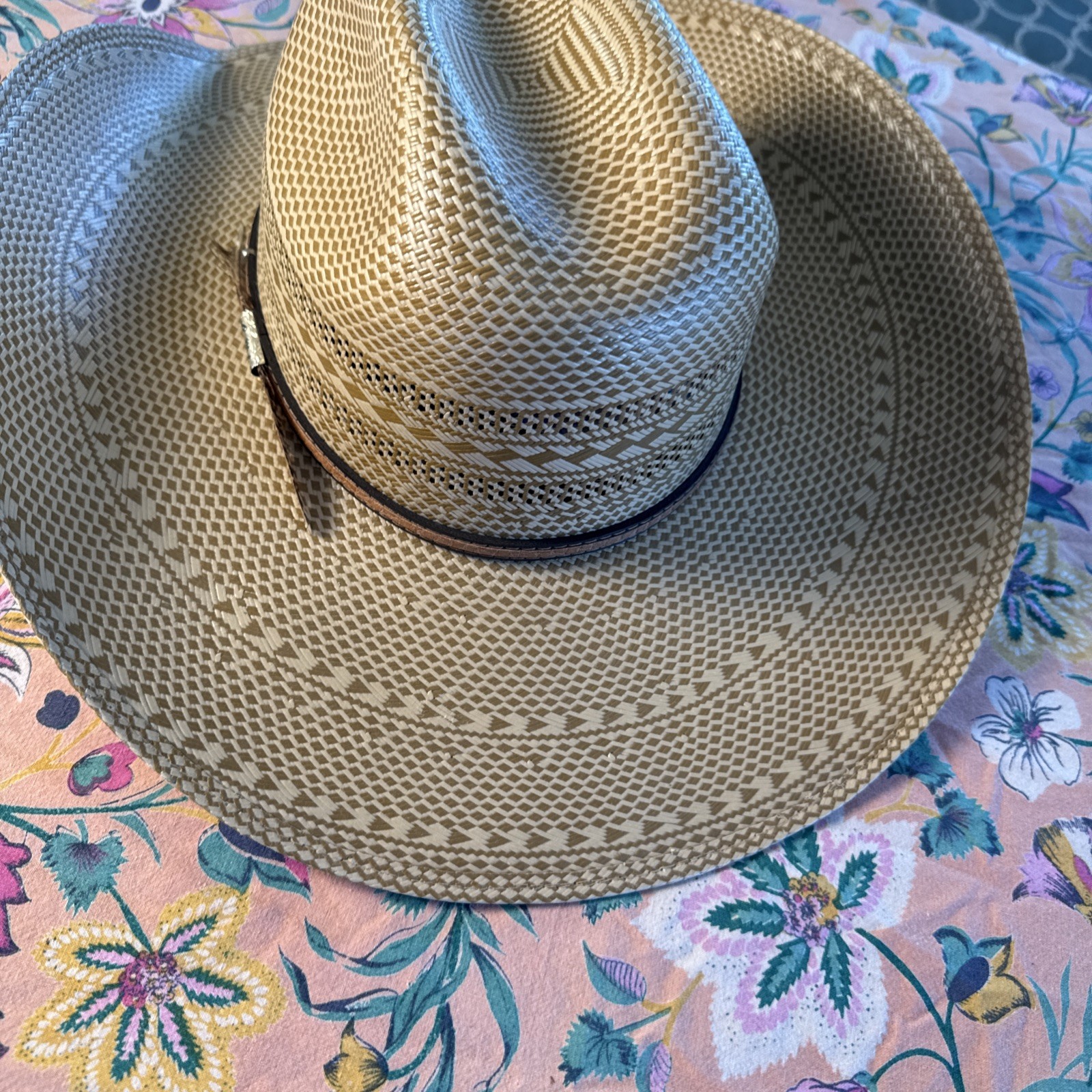 Larry Mahan’s 10X LAREDO Straw Leather Belted Western Cowboy Hat Men 7 3/8 MINT