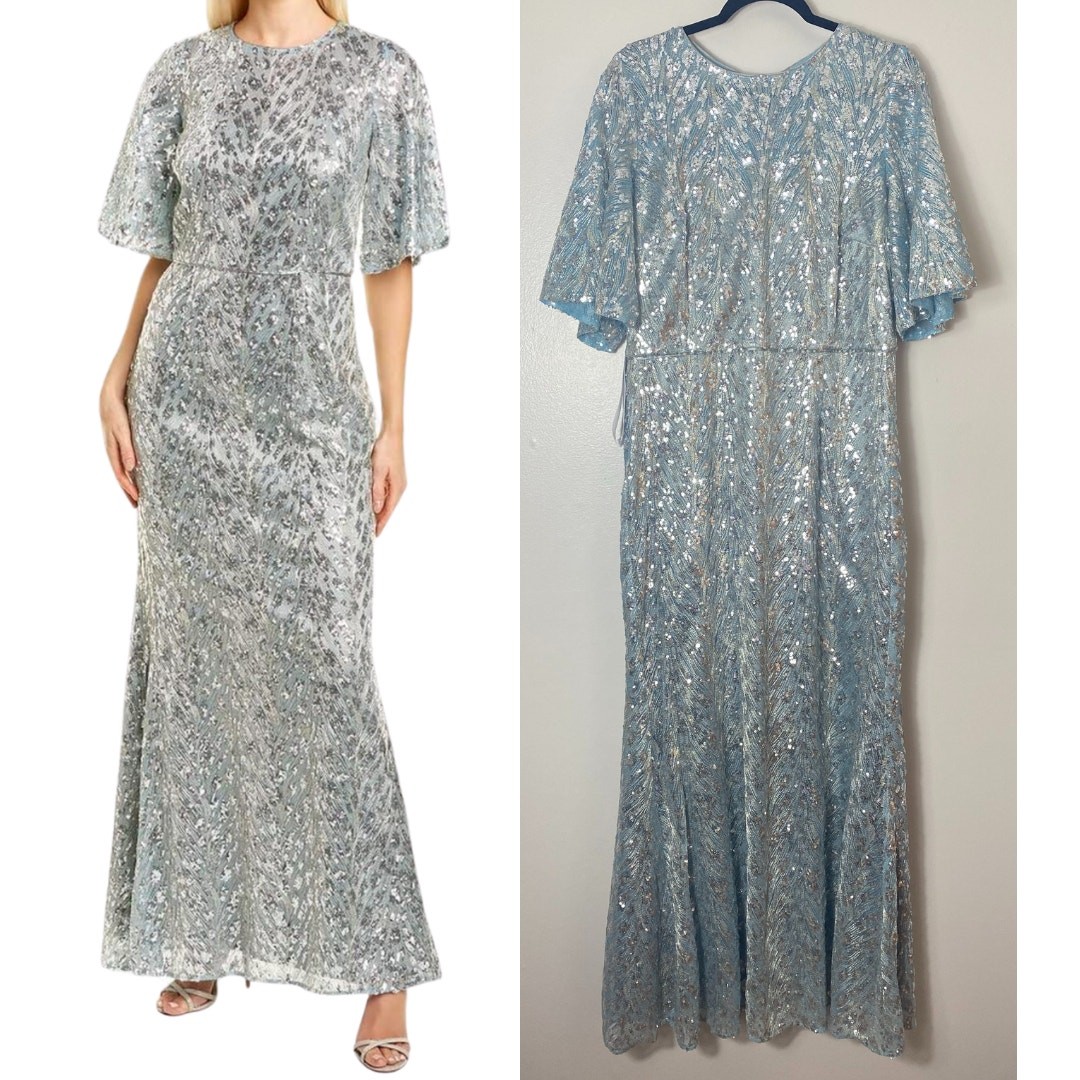 NWT JS Collections Dress 12 Blue Mother of the Bride Wedding Guest Formal Gown